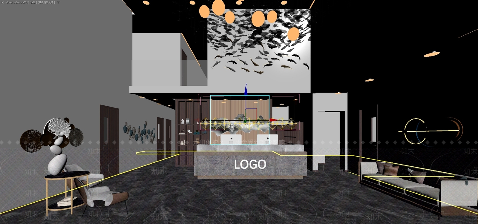 现代新中式足浴店3D模型下载【ID:1196157023】