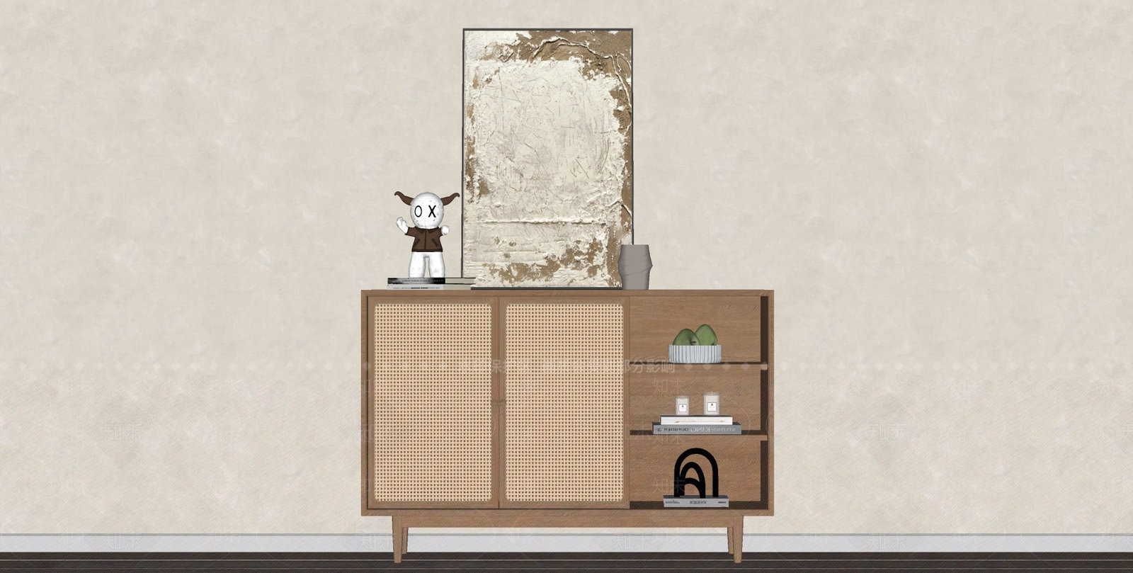 现代原木储物柜SU模型下载【ID:1196159663】