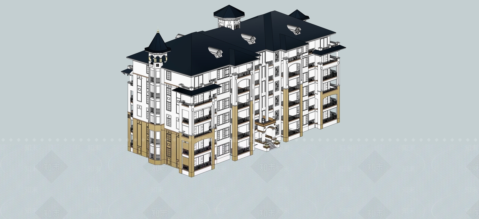 欧式多层住宅SU模型下载【ID:1196161209】