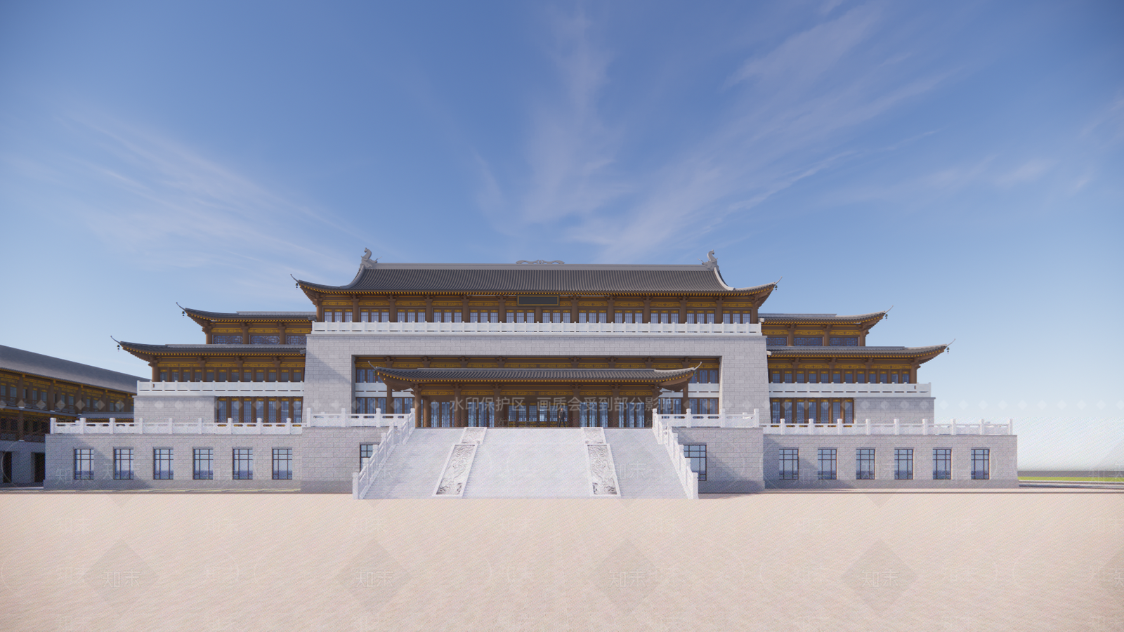 中式酒店建筑SU模型下载【ID:1196161715】