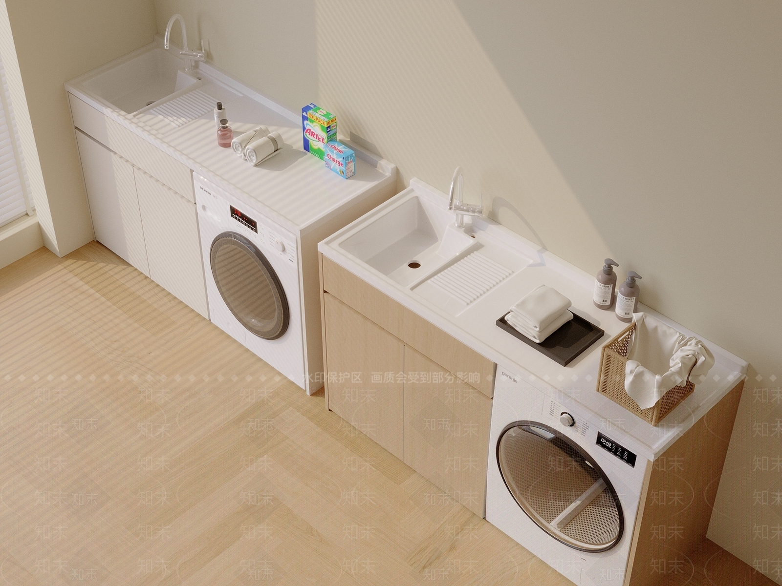 现代简约洗衣机柜3D模型下载【ID:1196175373】