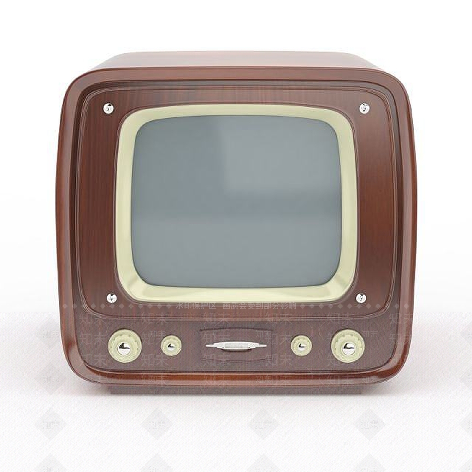 现代黑白电视机3D模型下载【ID:1196178033】