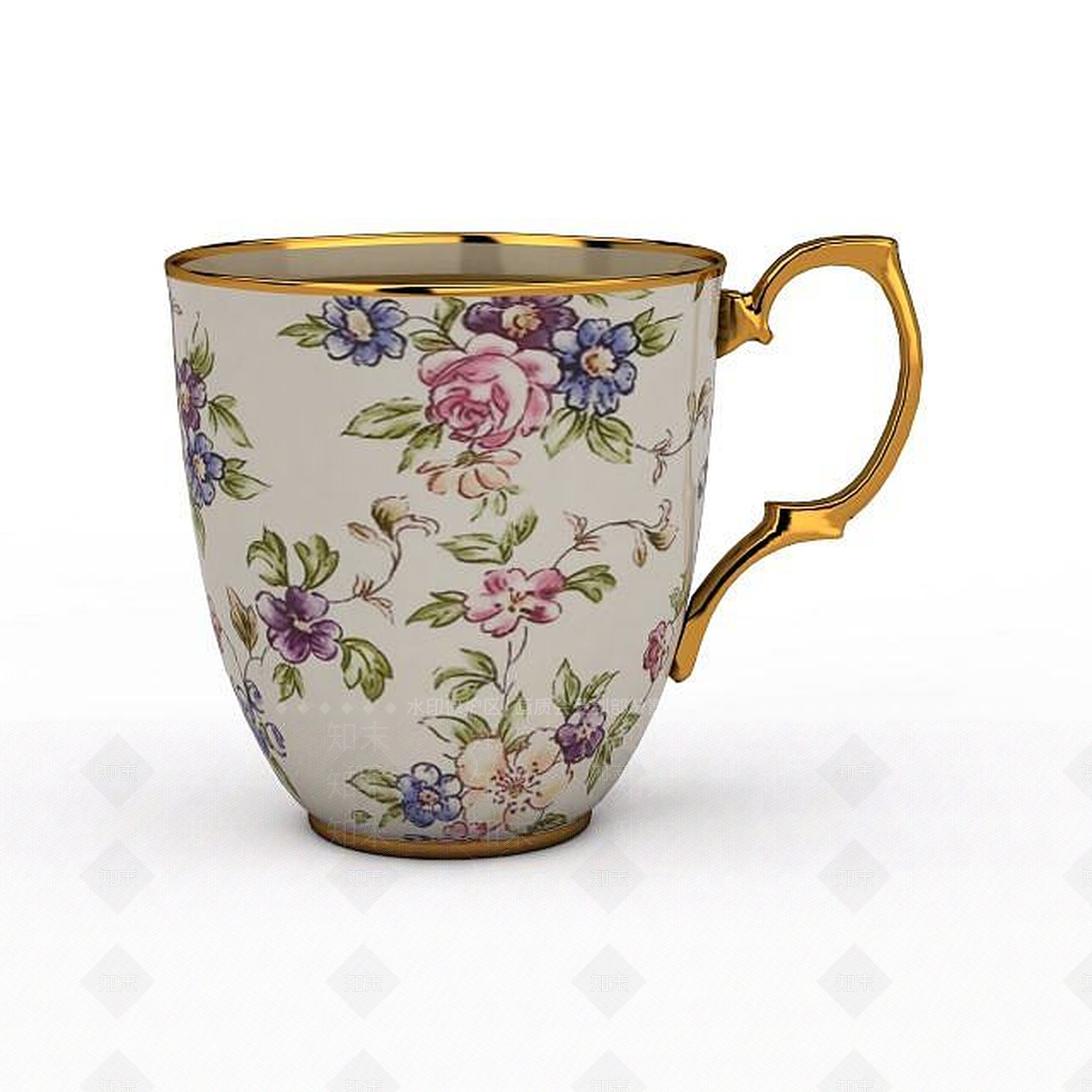 现代纹花陶瓷杯3D模型下载【ID:1196180327】