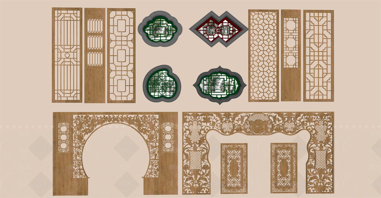 中式镂花窗SU模型下载【ID:1196182016】