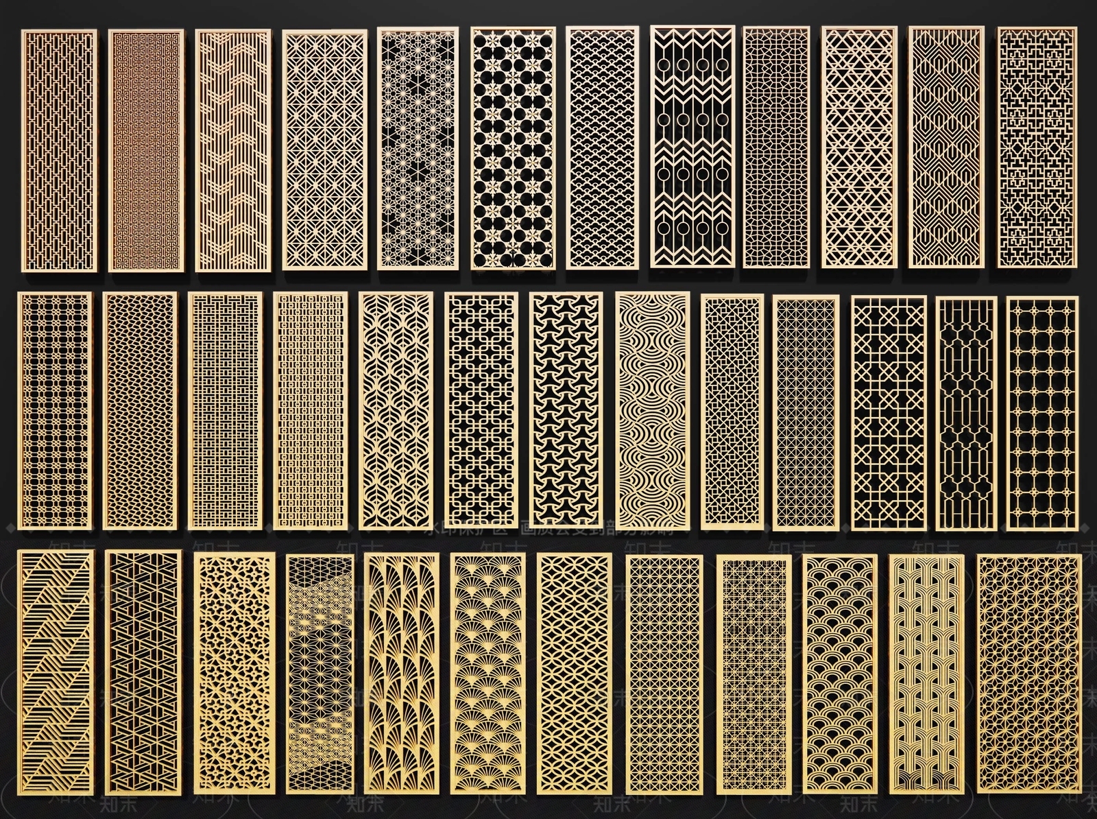 新中式屏风隔断SU模型下载【ID:1196183503】