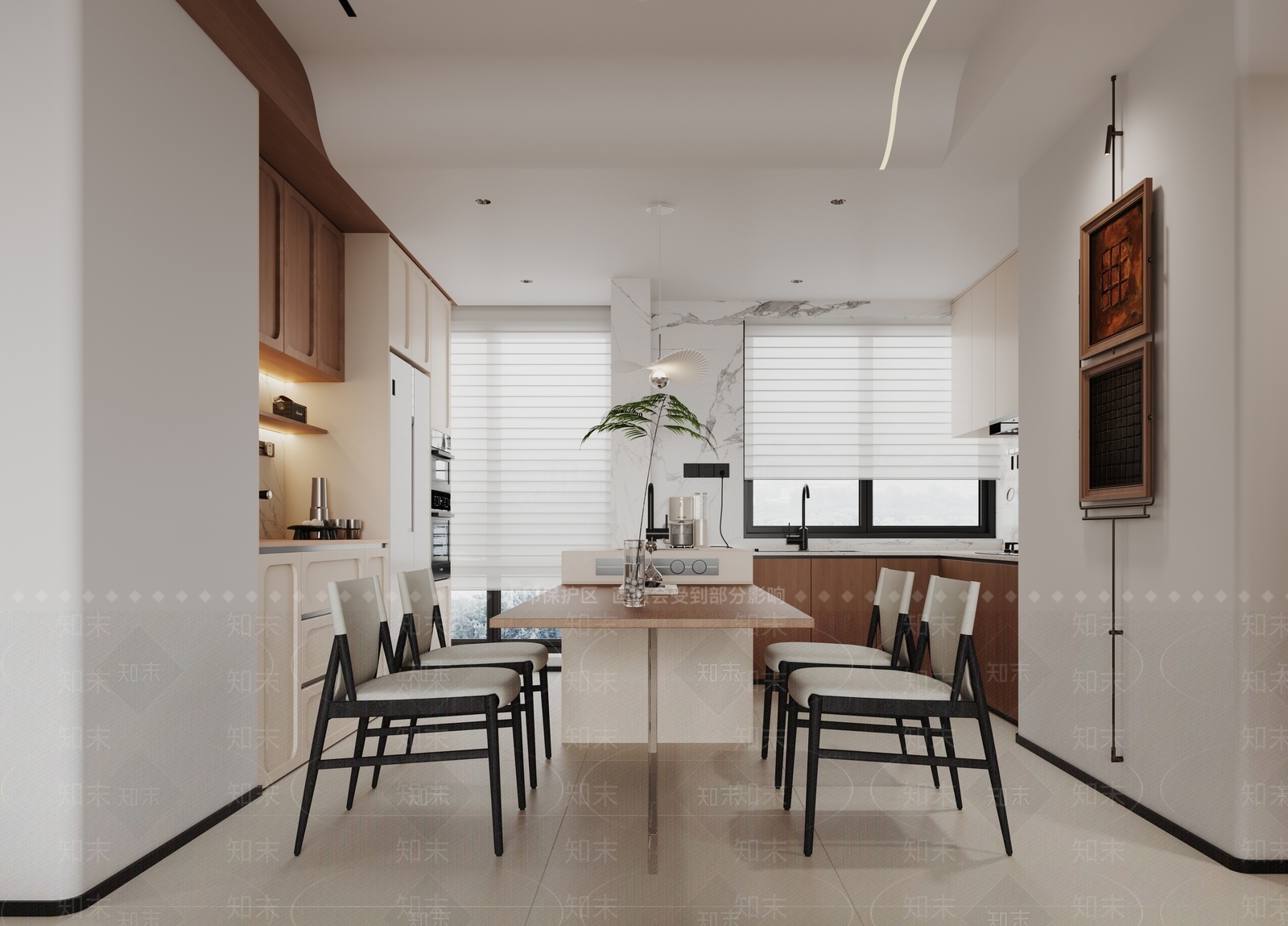 奶油现代家居餐厅3D模型下载【ID:1196183258】