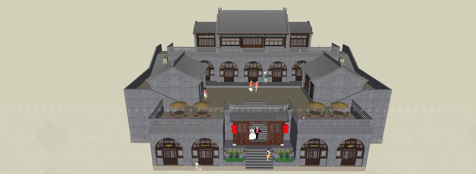 新中式中式四合院SU模型下载【ID:1196183774】