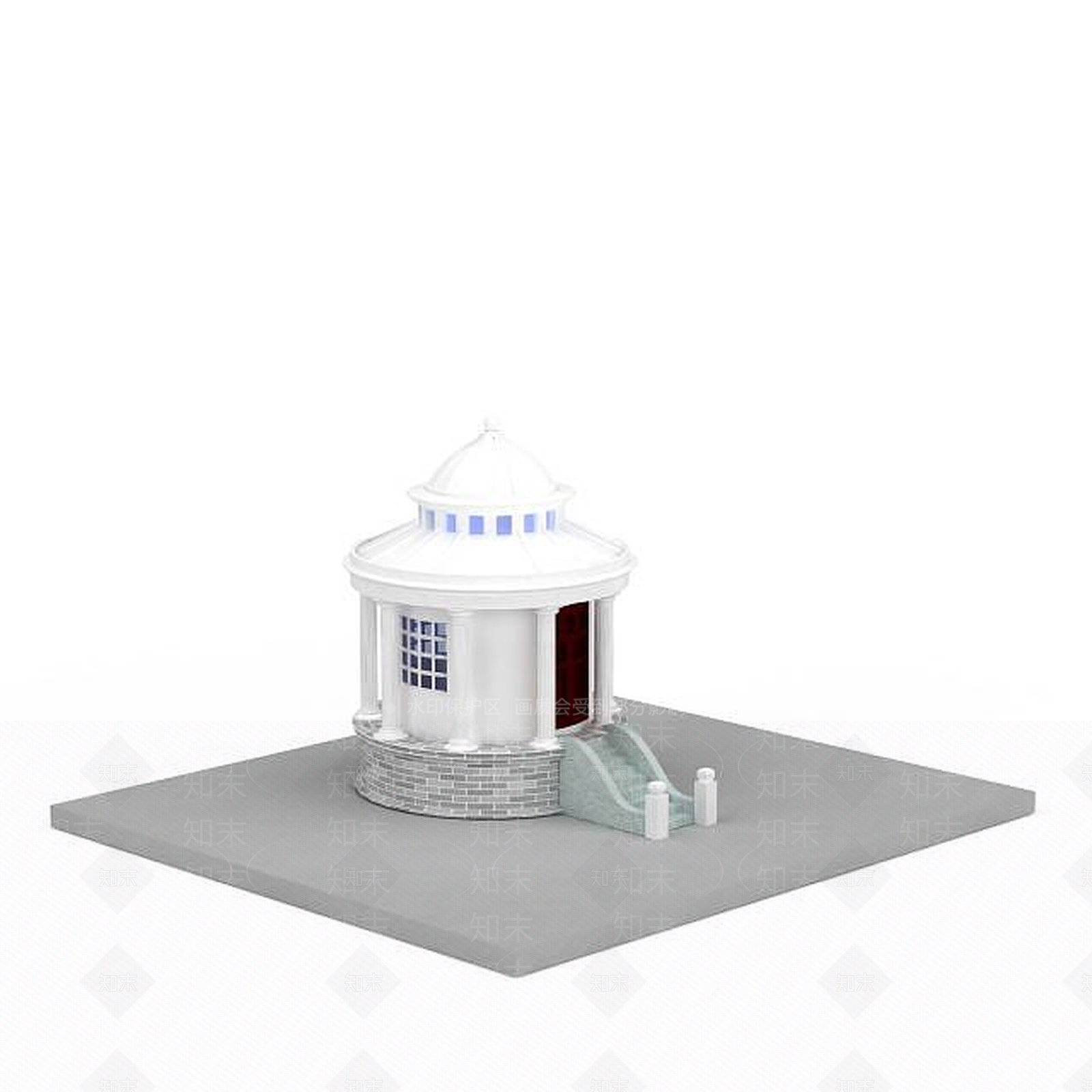 现代白色欧式建筑3D模型下载【ID:1196186287】