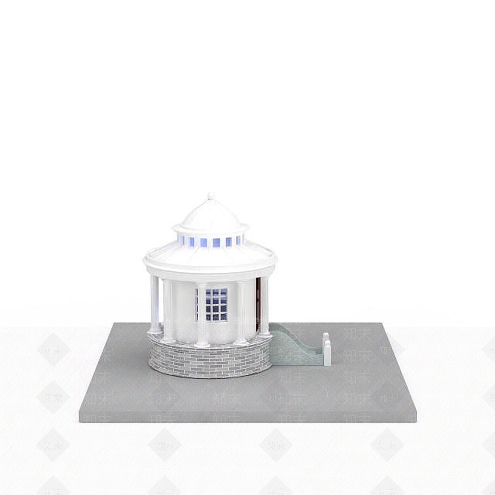 现代白色欧式建筑3D模型下载【ID:1196186287】