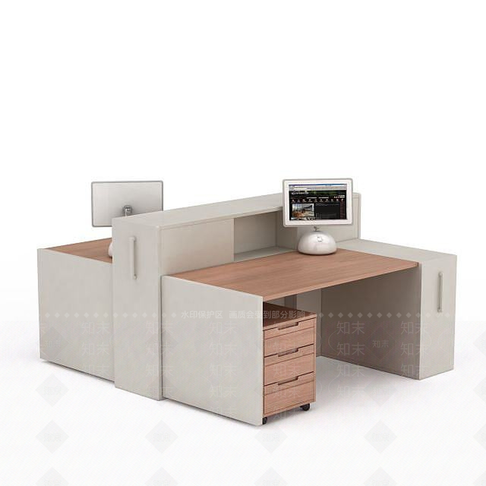现代简约办公桌3D模型下载【ID:1196187369】