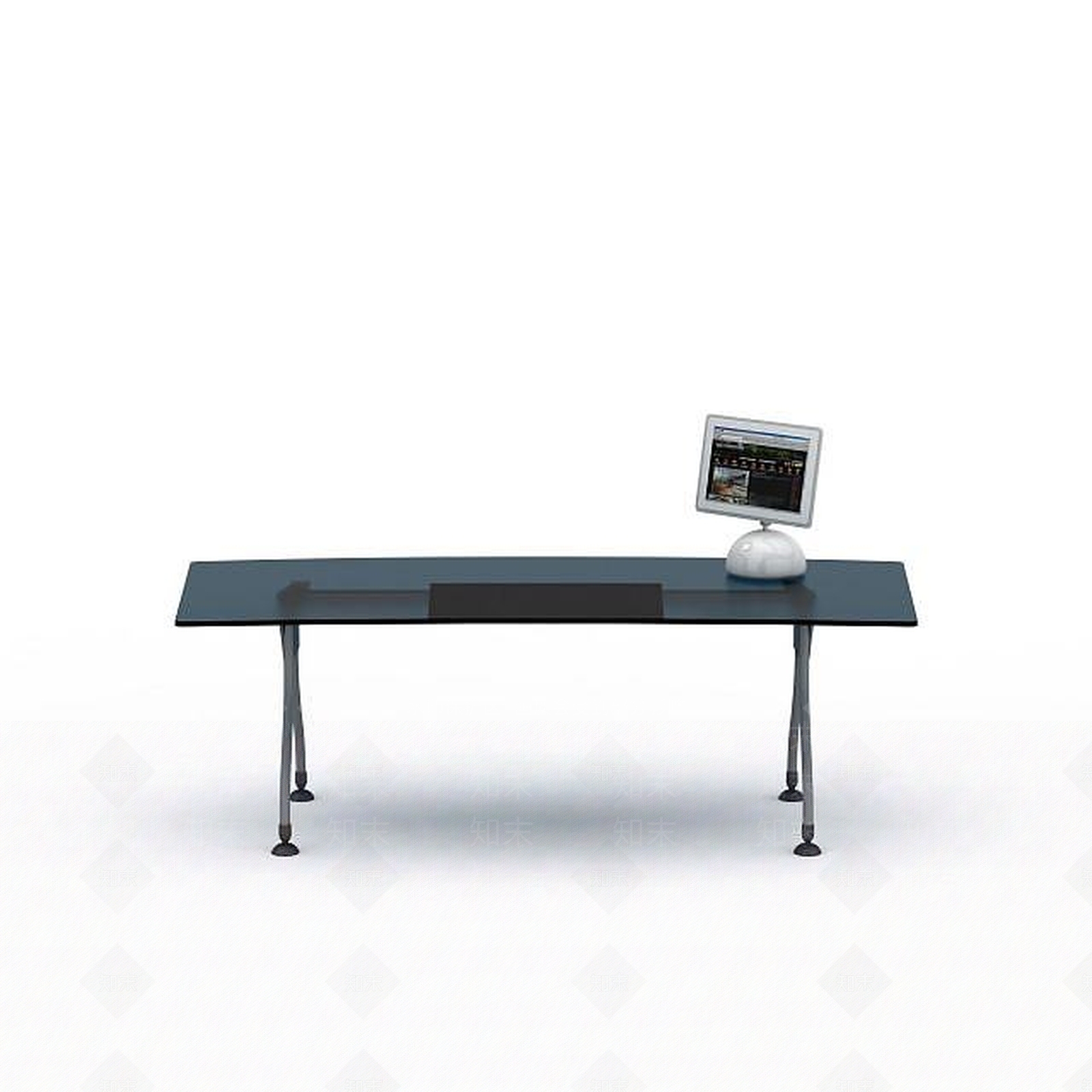 现代长形玻璃办公桌3D模型下载【ID:1196187532】