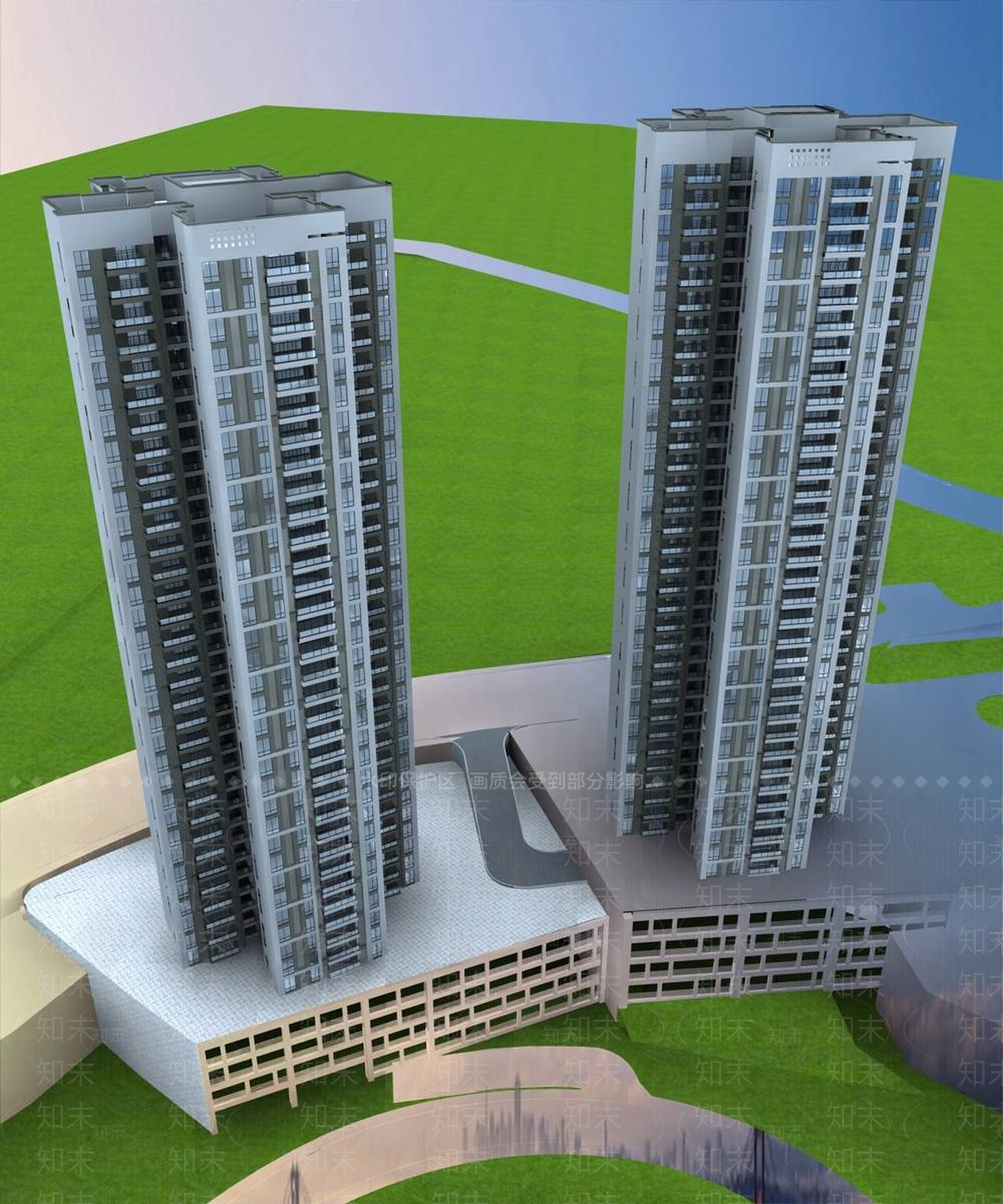 现代小高层住宅楼3D模型下载【ID:1196187907】