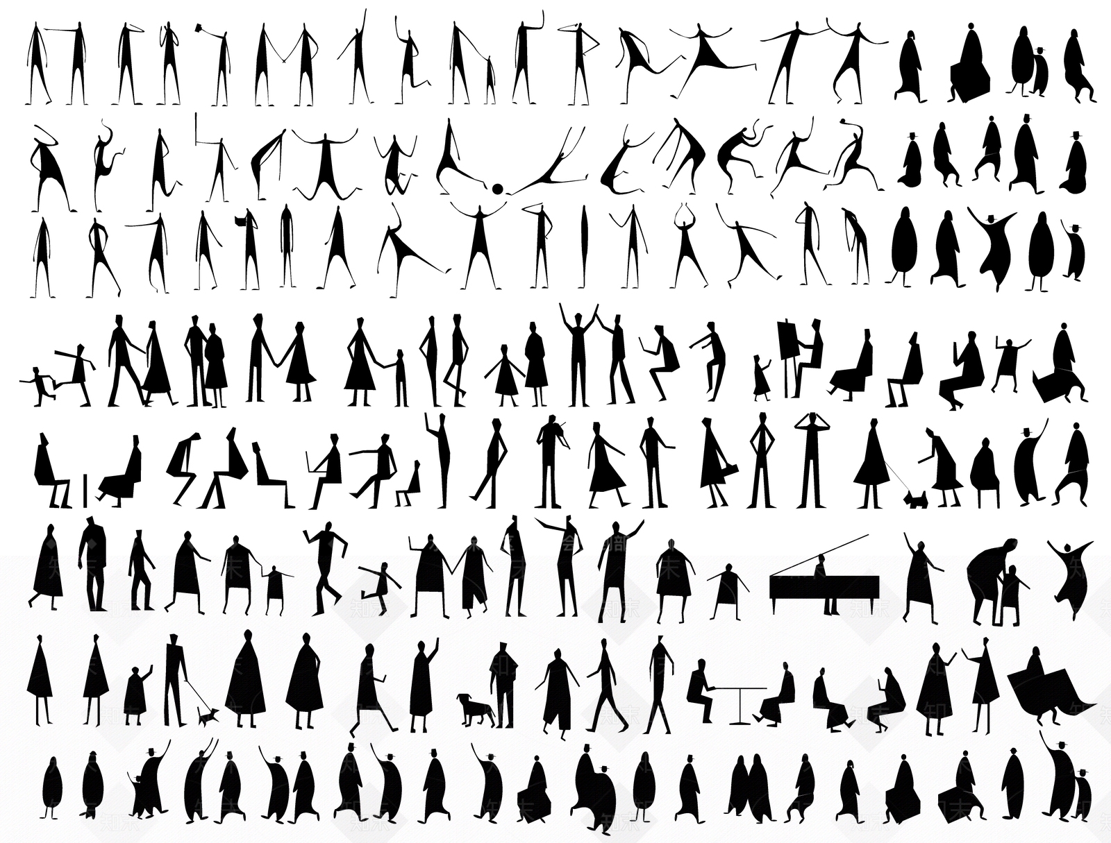 2D黑白剪影人物SU模型下载【ID:1196188584】