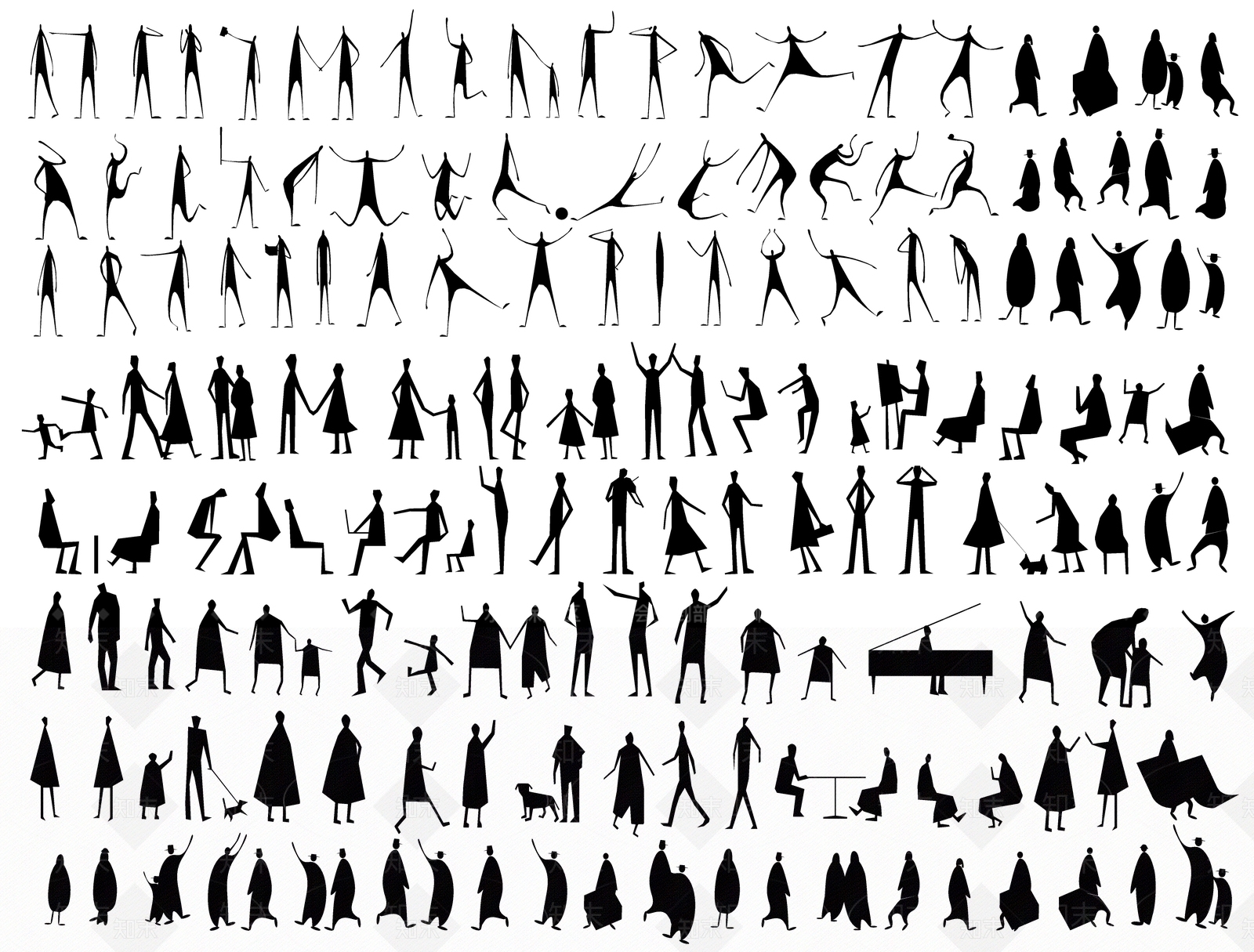 2D黑白剪影人物3D模型下载【ID:1196188770】