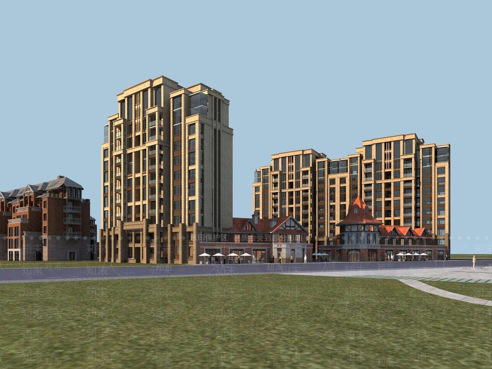 欧式小高层住宅楼3D模型下载【ID:1196190920】