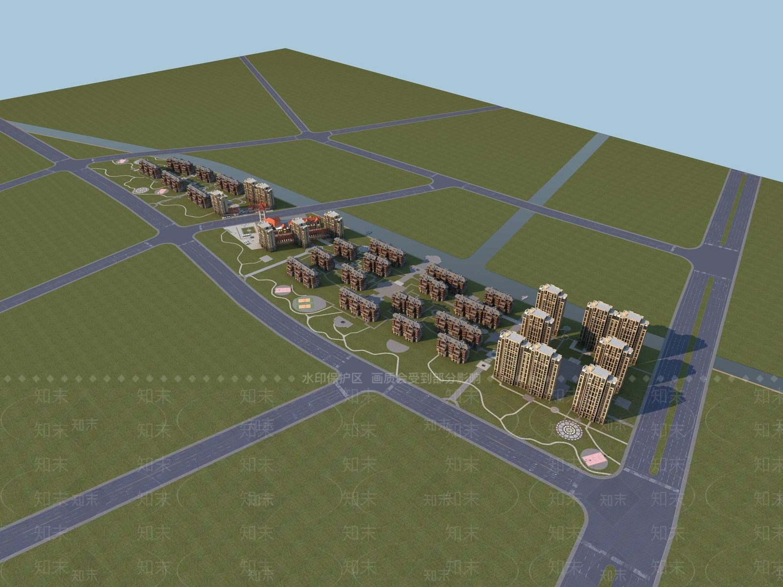 欧式小高层住宅楼3D模型下载【ID:1196190920】