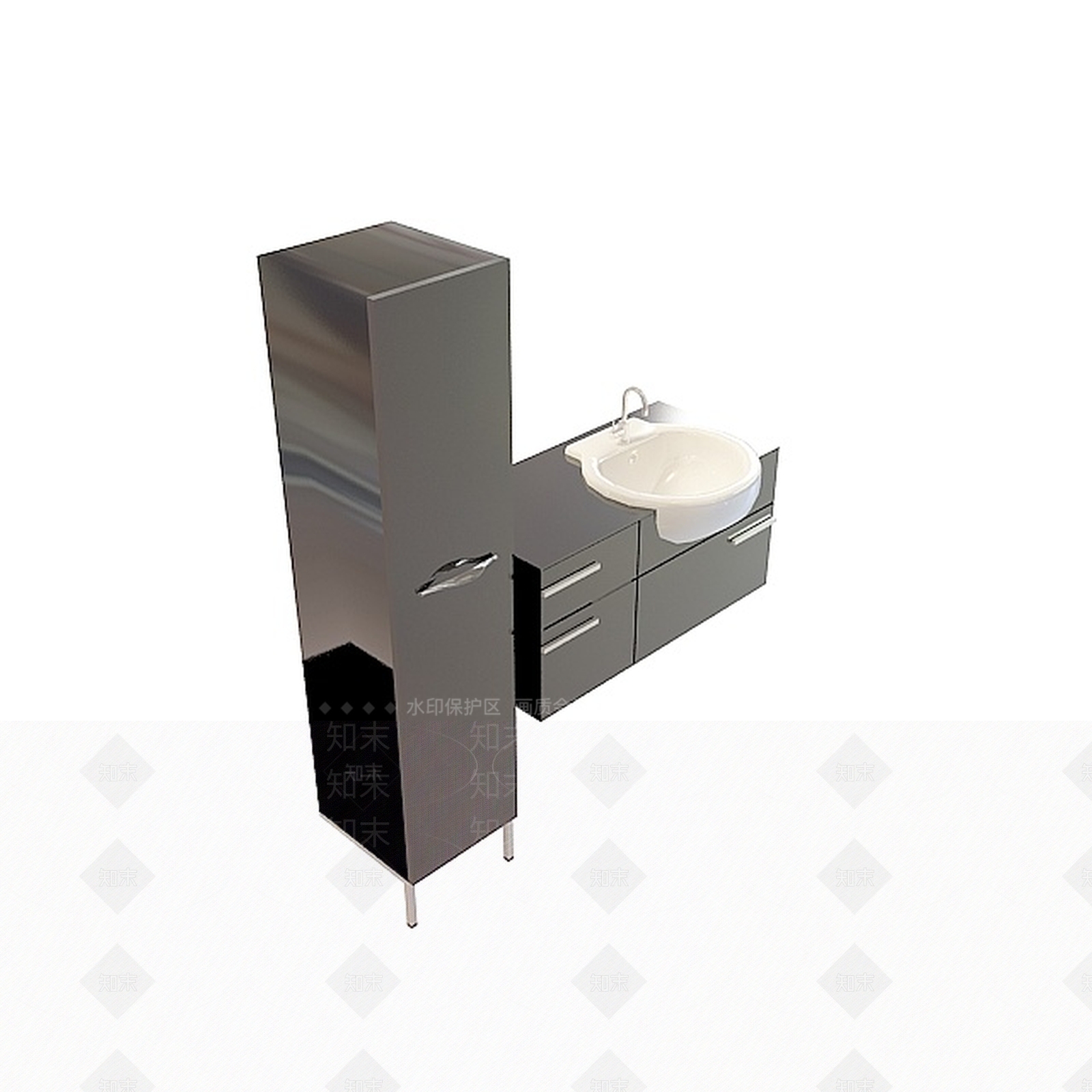 现代豪华洗手台柜组合3D模型下载【ID:1196190847】