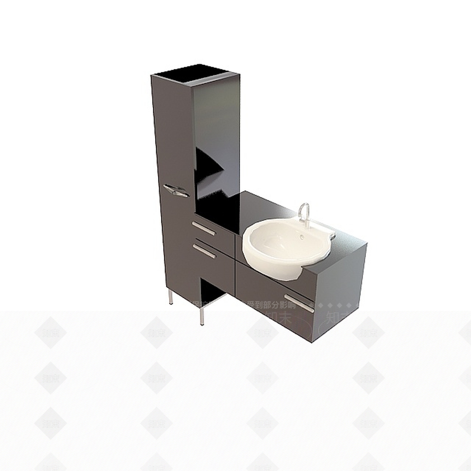现代豪华洗手台柜组合3D模型下载【ID:1196190847】