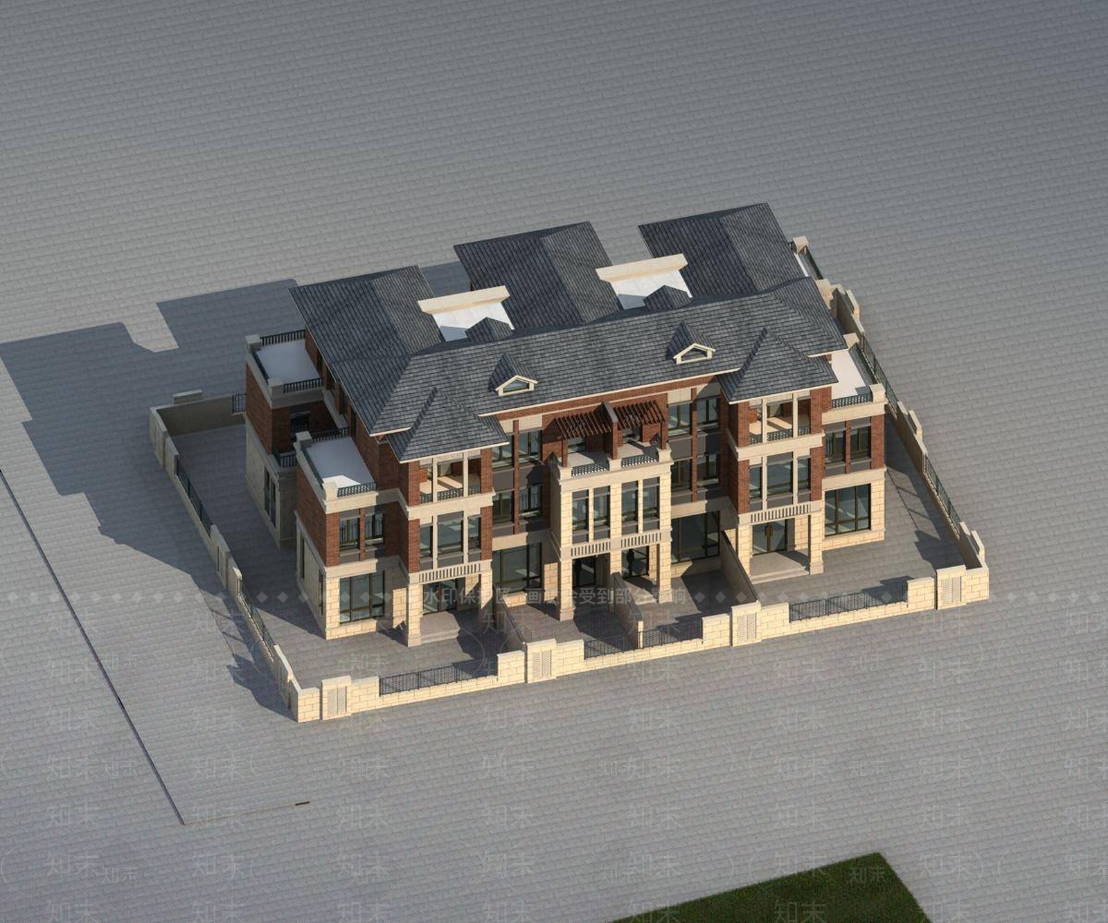 欧式别墅外观3D模型下载【ID:1196192296】