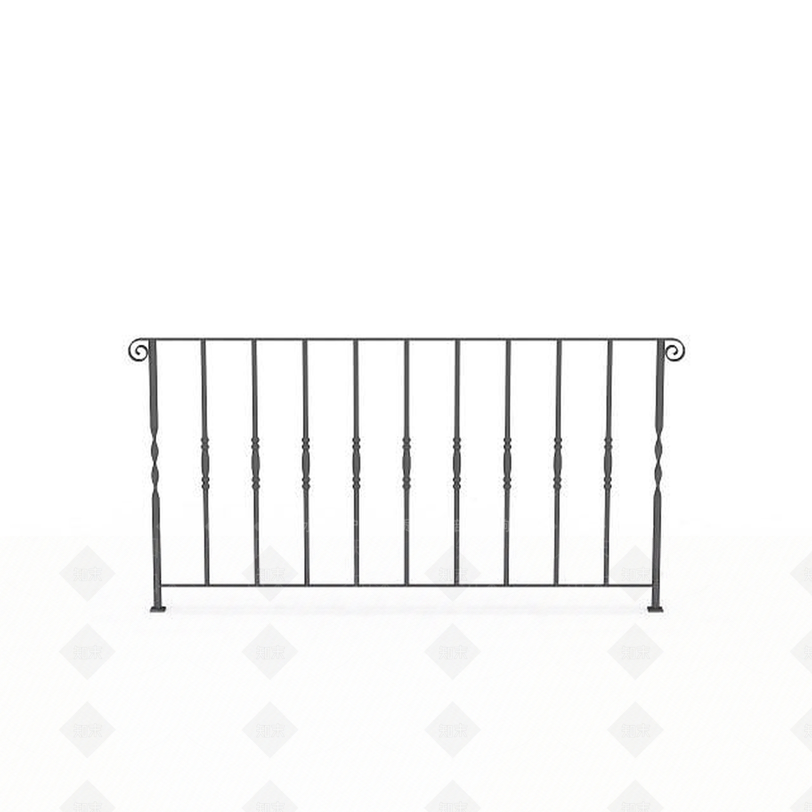 现代铁艺楼梯栏杆3D模型下载【ID:1196193520】