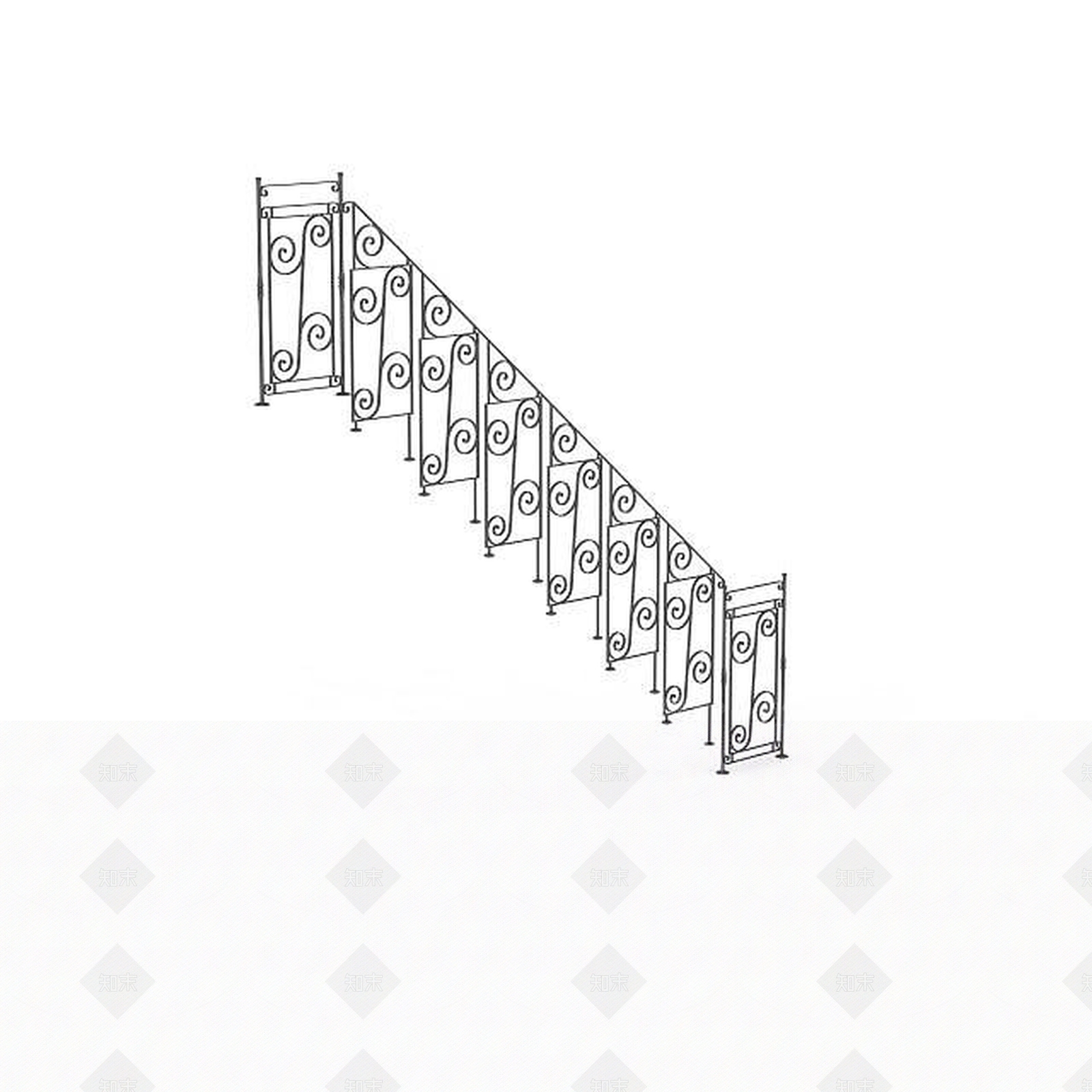 现代铁艺楼梯3D模型下载【ID:1196194159】