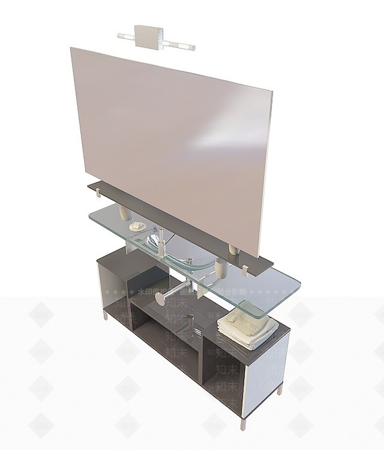 现代洗手台盆柜组合3D模型下载【ID:1196197184】