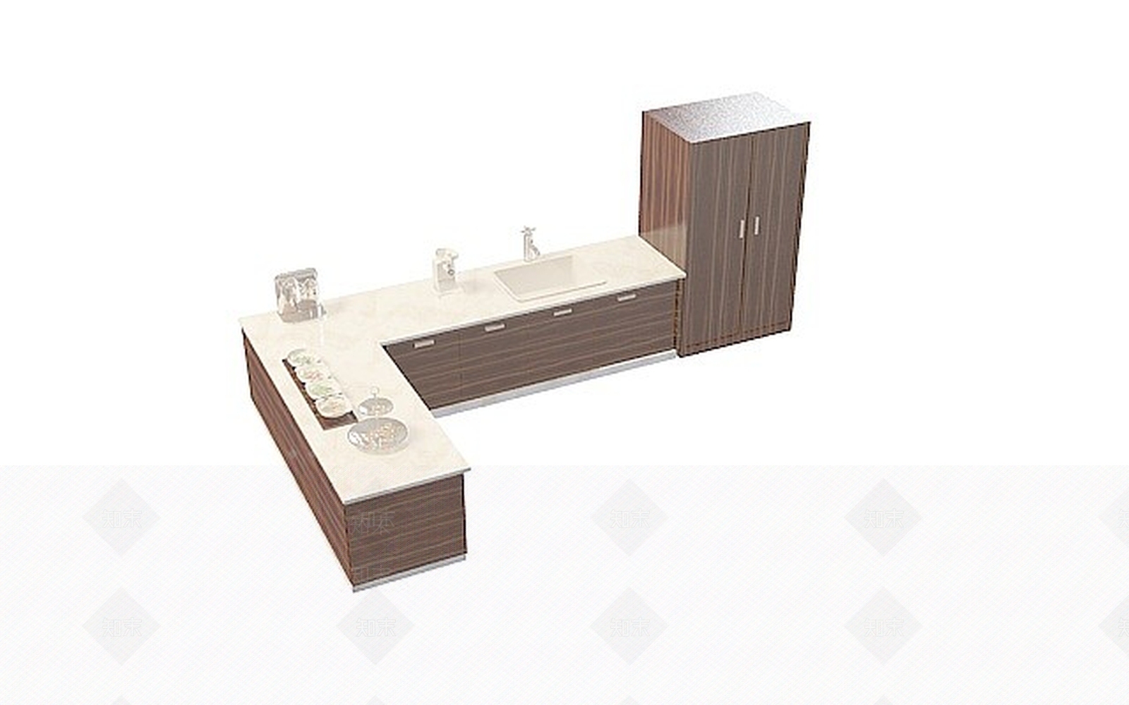 现代时尚厨房橱柜3D模型下载【ID:1196197610】