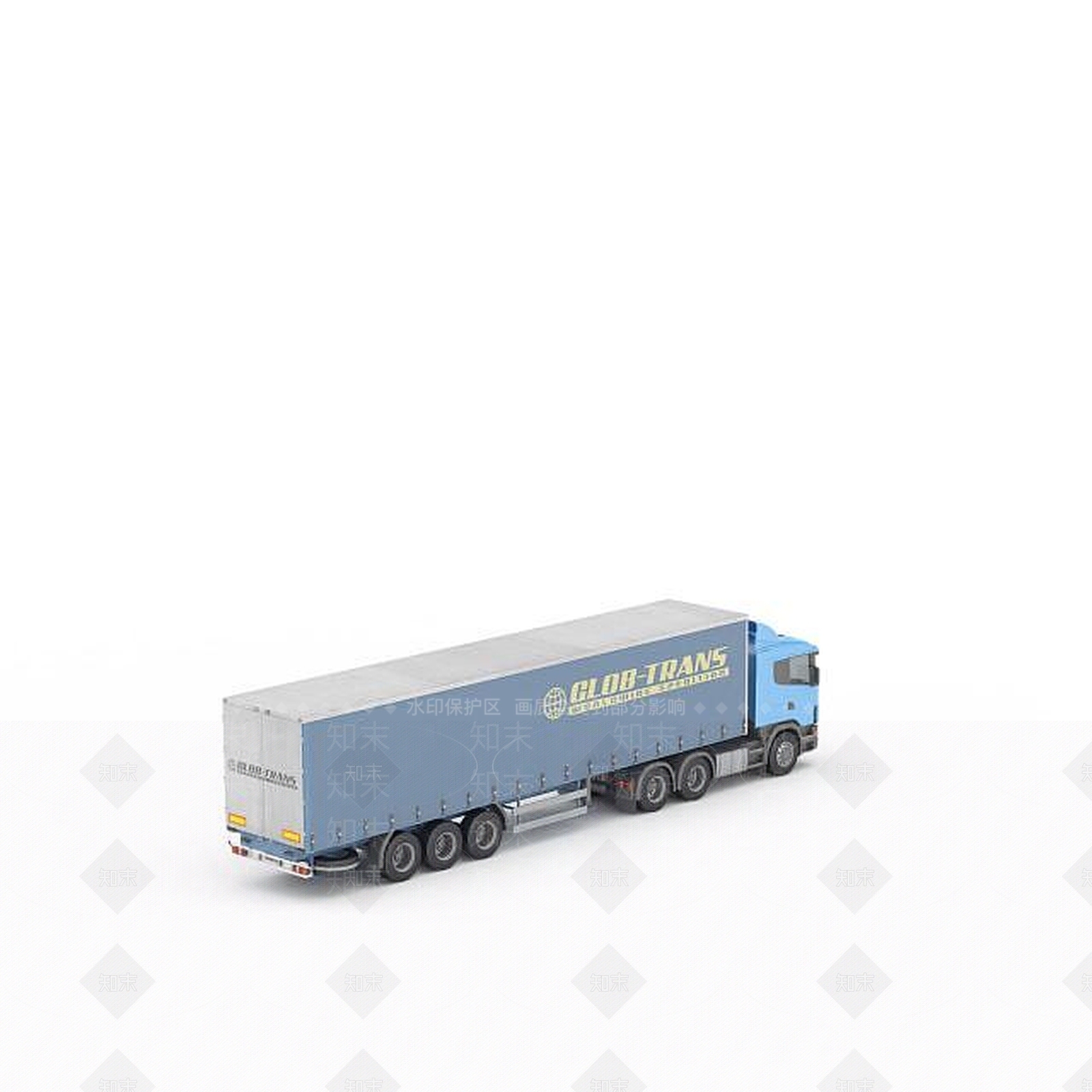 现代蓝色卡车3D模型下载【ID:1196197826】