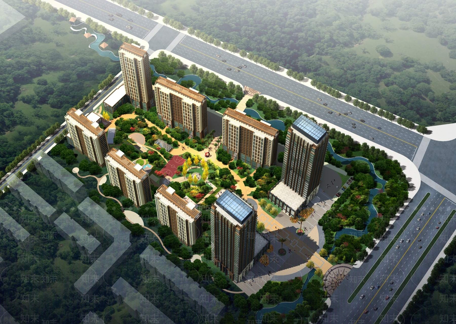 现代小高层住宅楼3D模型下载【ID:1196199294】