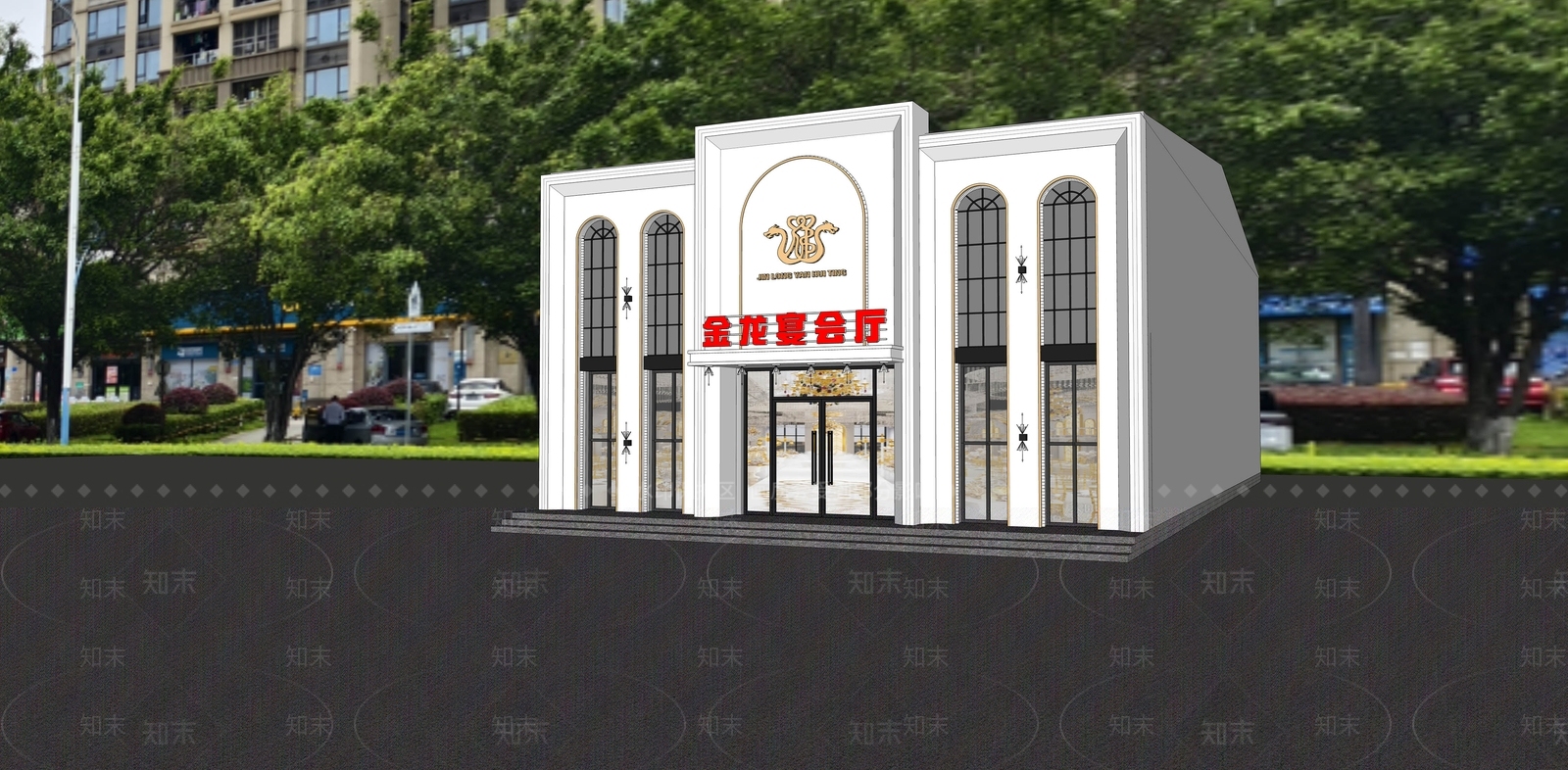 现代宴会厅SU模型下载【ID:1196199379】