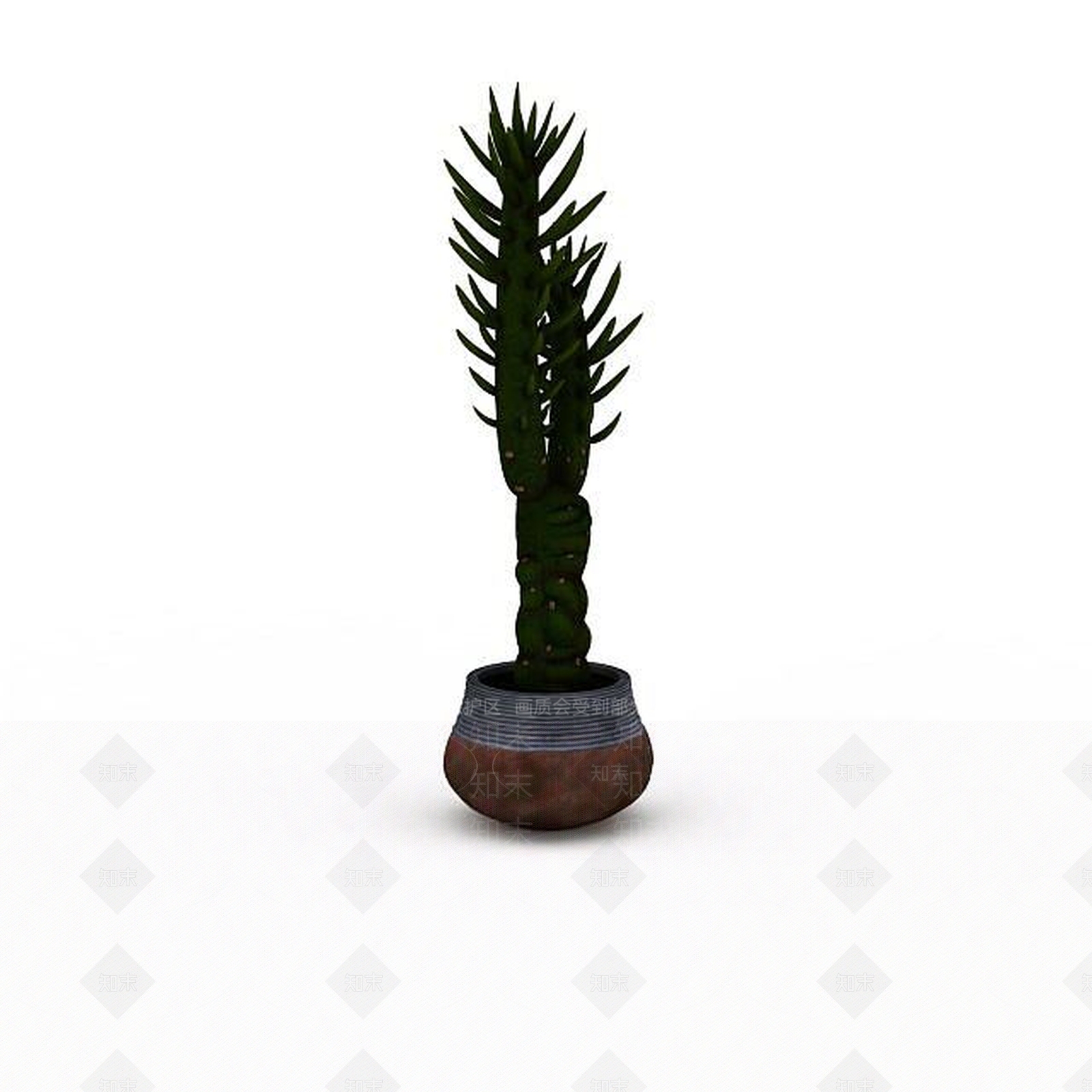 现代绿色无叶盆栽3D模型下载【ID:1196199504】
