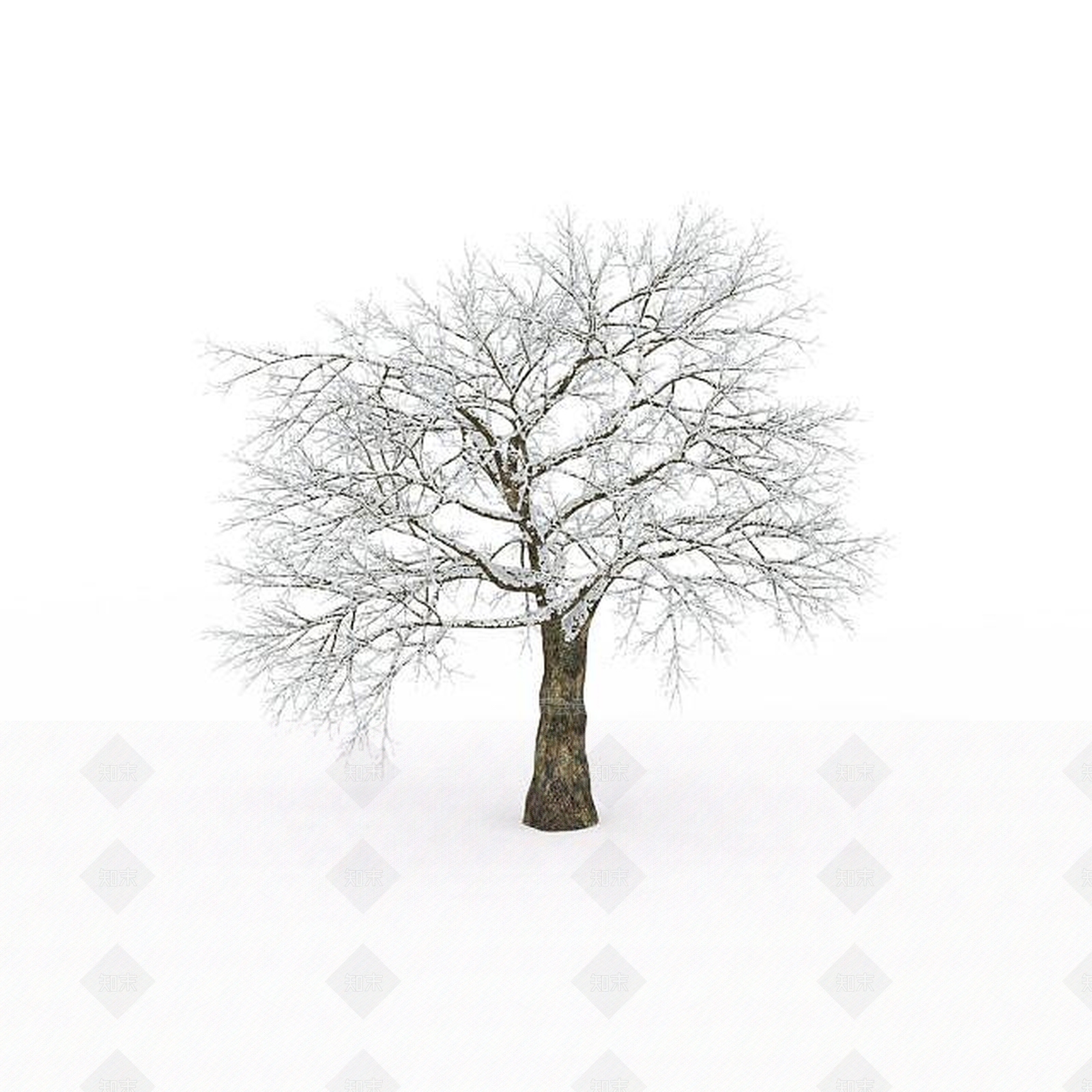 现代挂雪景观树木3D模型下载【ID:1196201147】