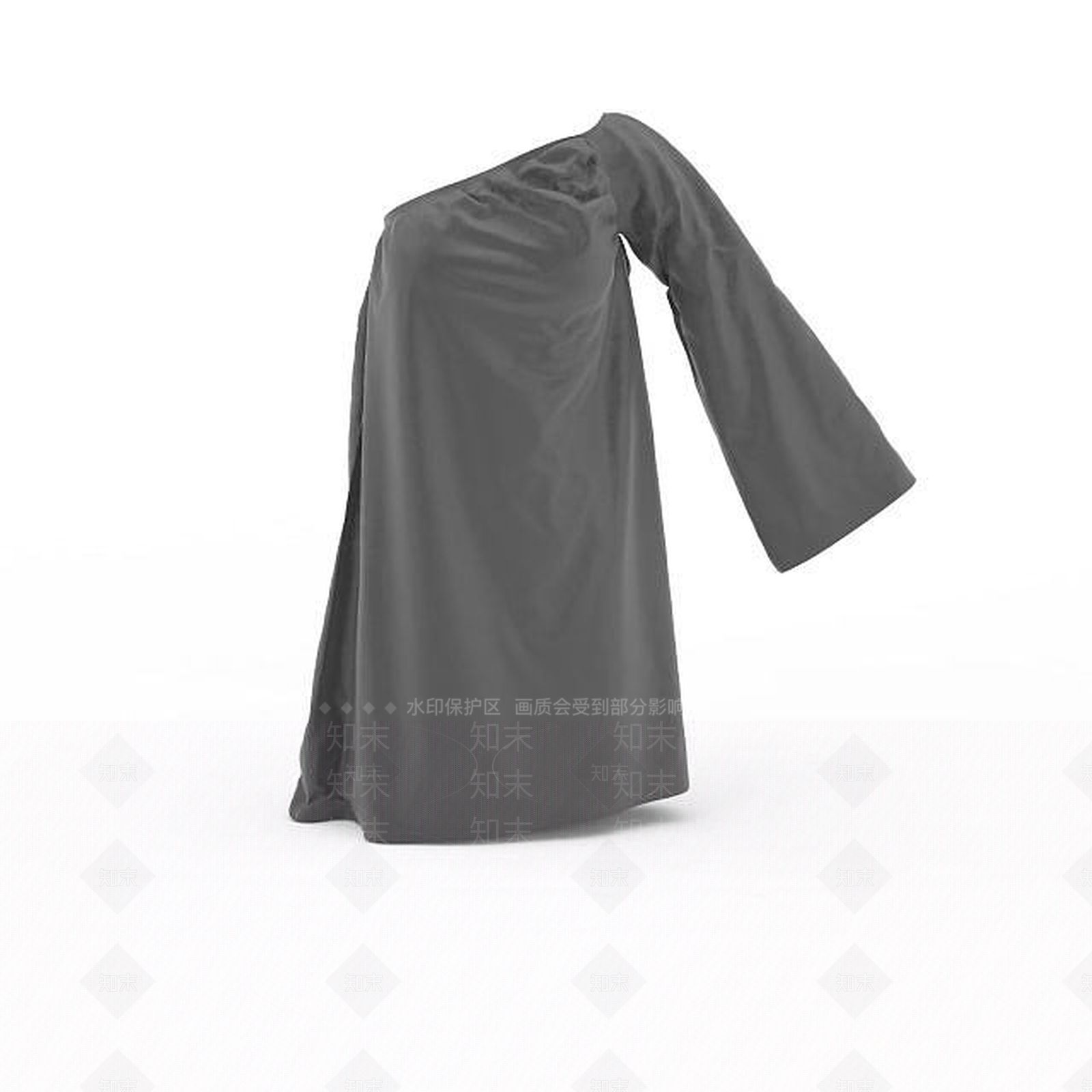 现代灰色独袖衣服3D模型下载【ID:1196202491】