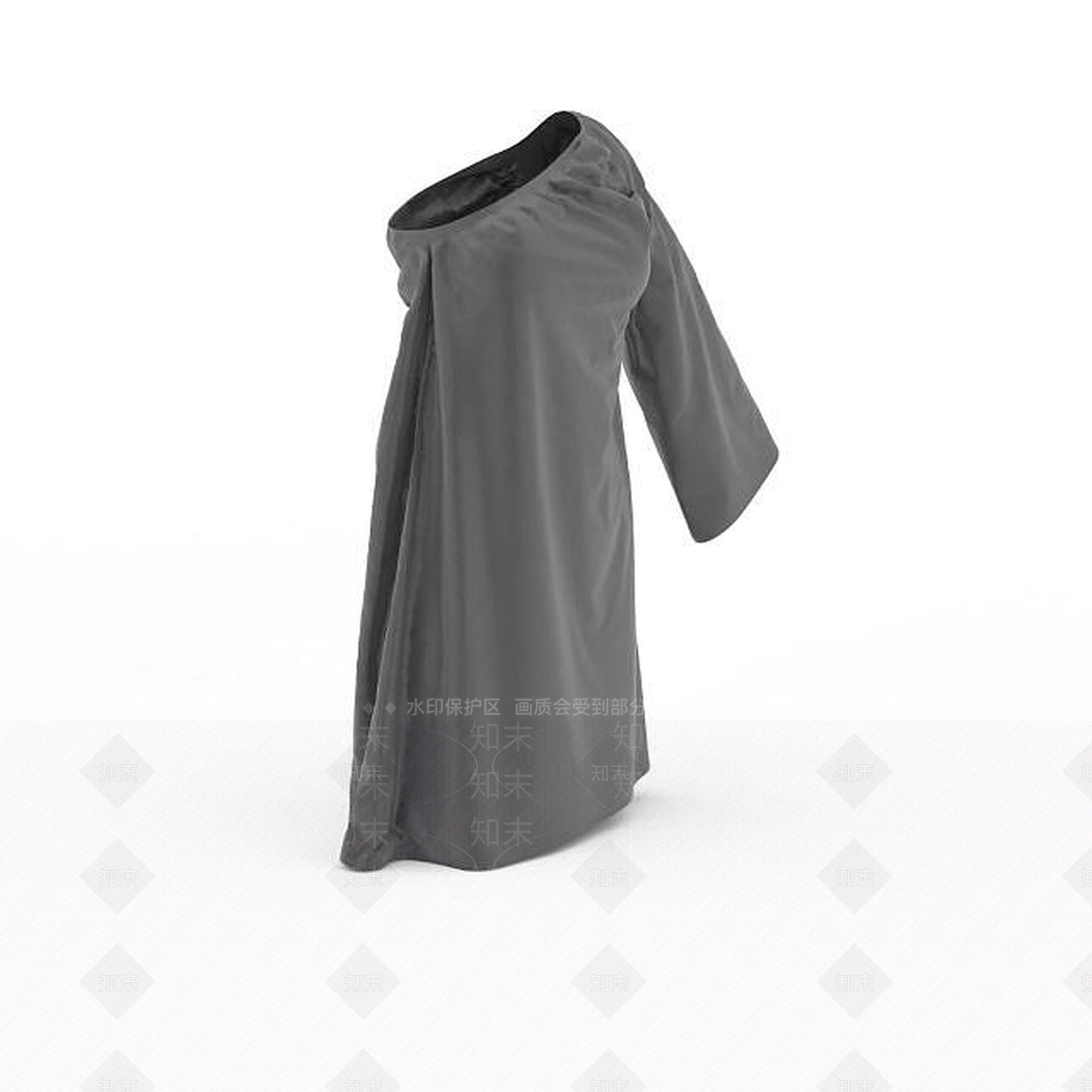 现代灰色独袖衣服3D模型下载【ID:1196202491】