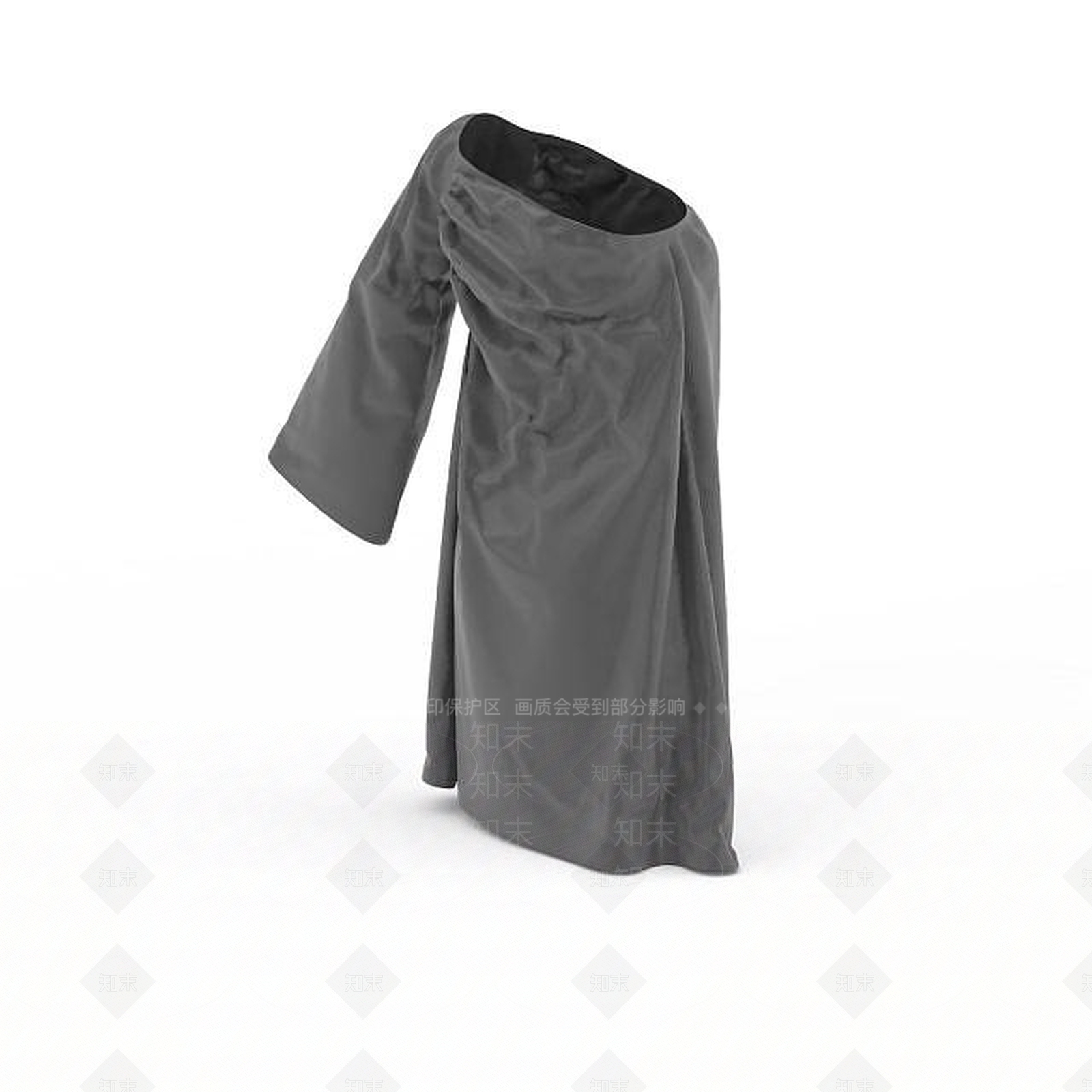 现代灰色独袖衣服3D模型下载【ID:1196202491】