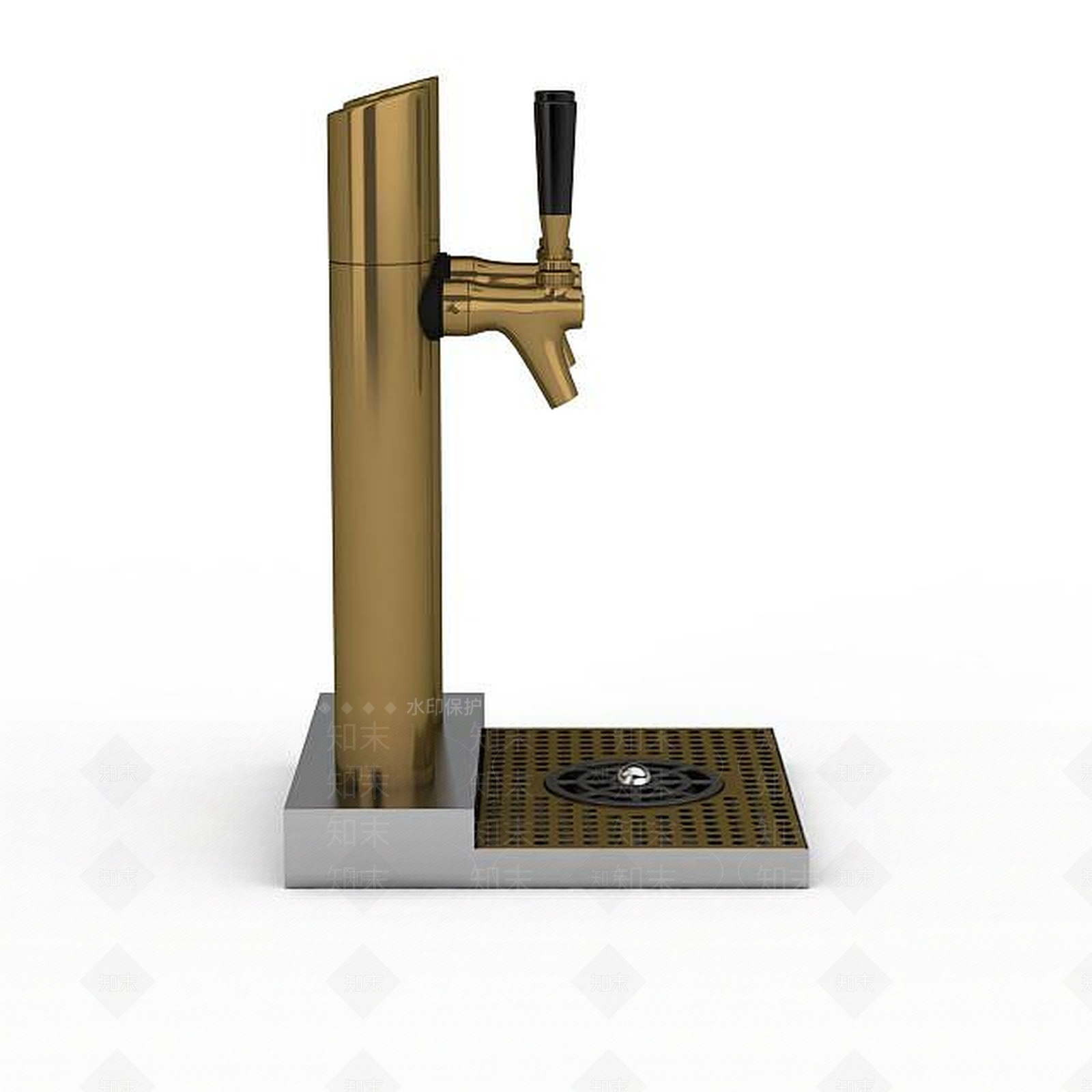 现代金色双龙头啤酒机3D模型下载【ID:1196202871】