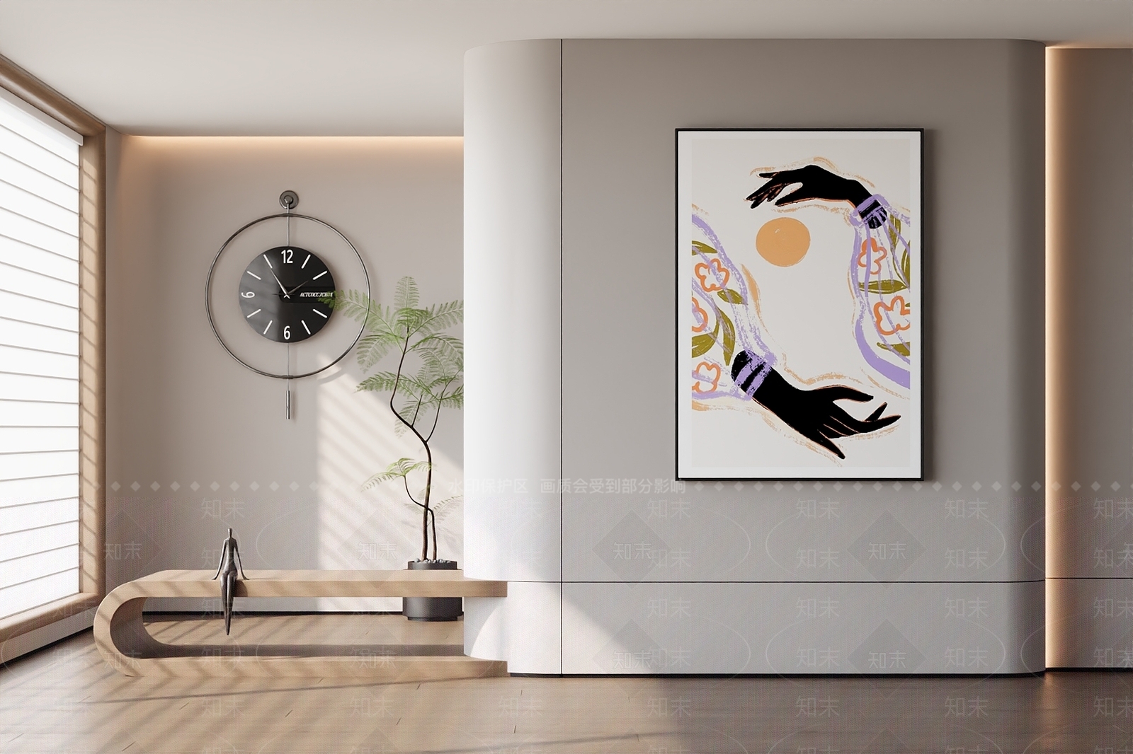 现代极简挂画3D模型下载【ID:1196203004】