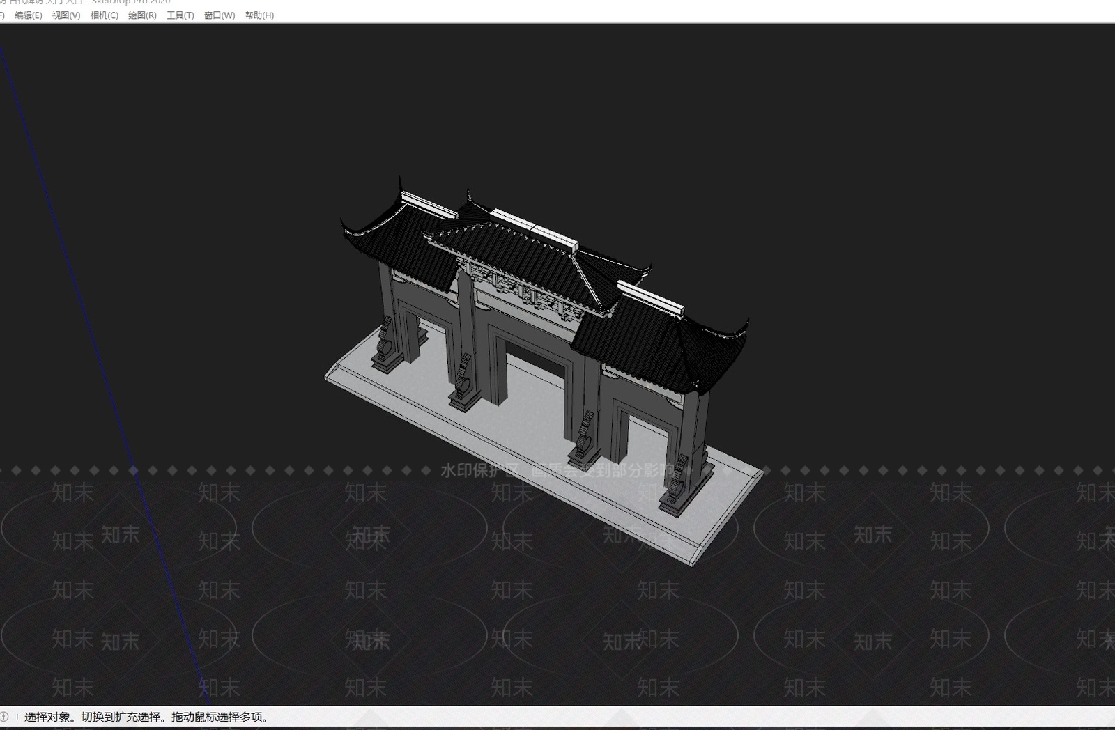 现代中式风格建筑SU模型下载【ID:1196209434】
