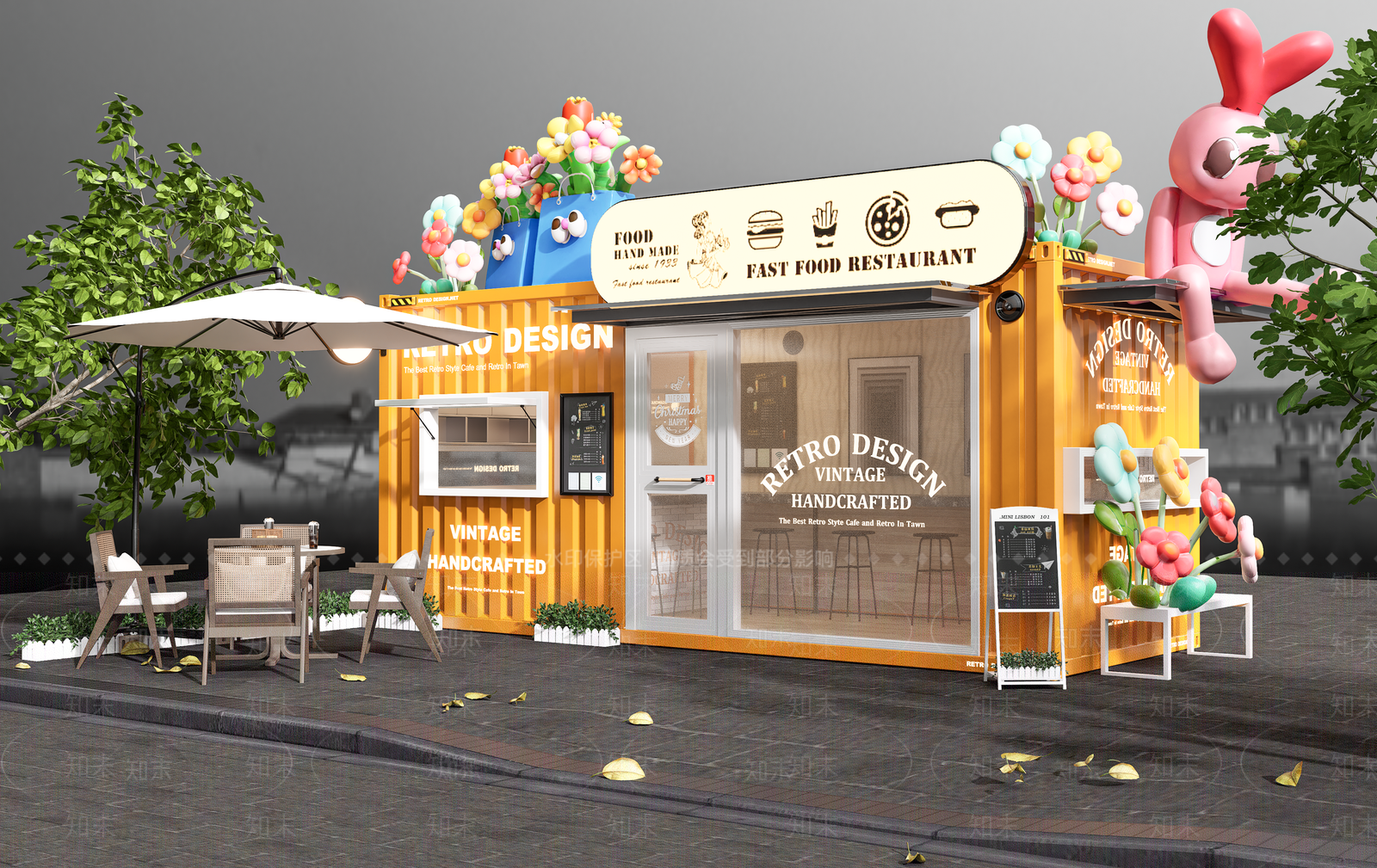 现代极简奶茶店SU模型下载【ID:1196210479】