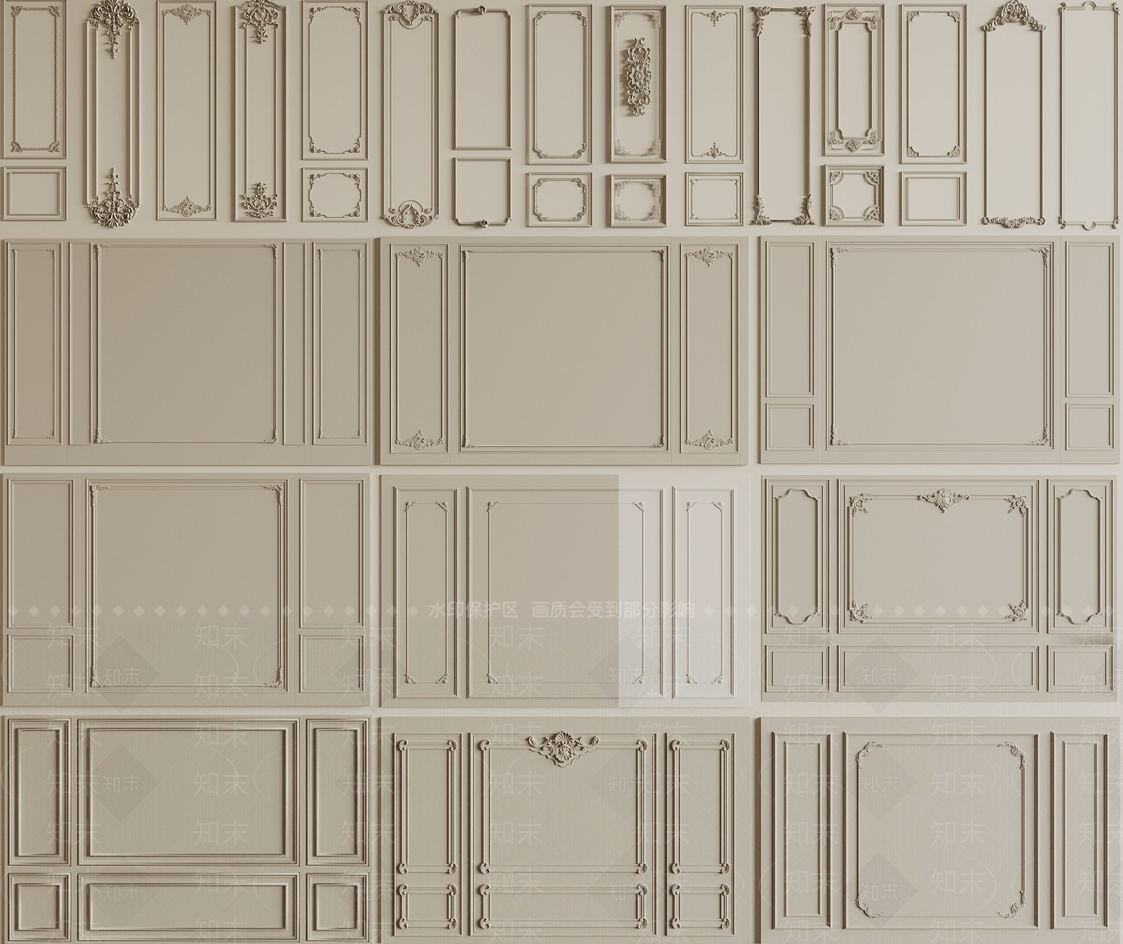 法式背景墙SU模型下载【ID:1196211262】