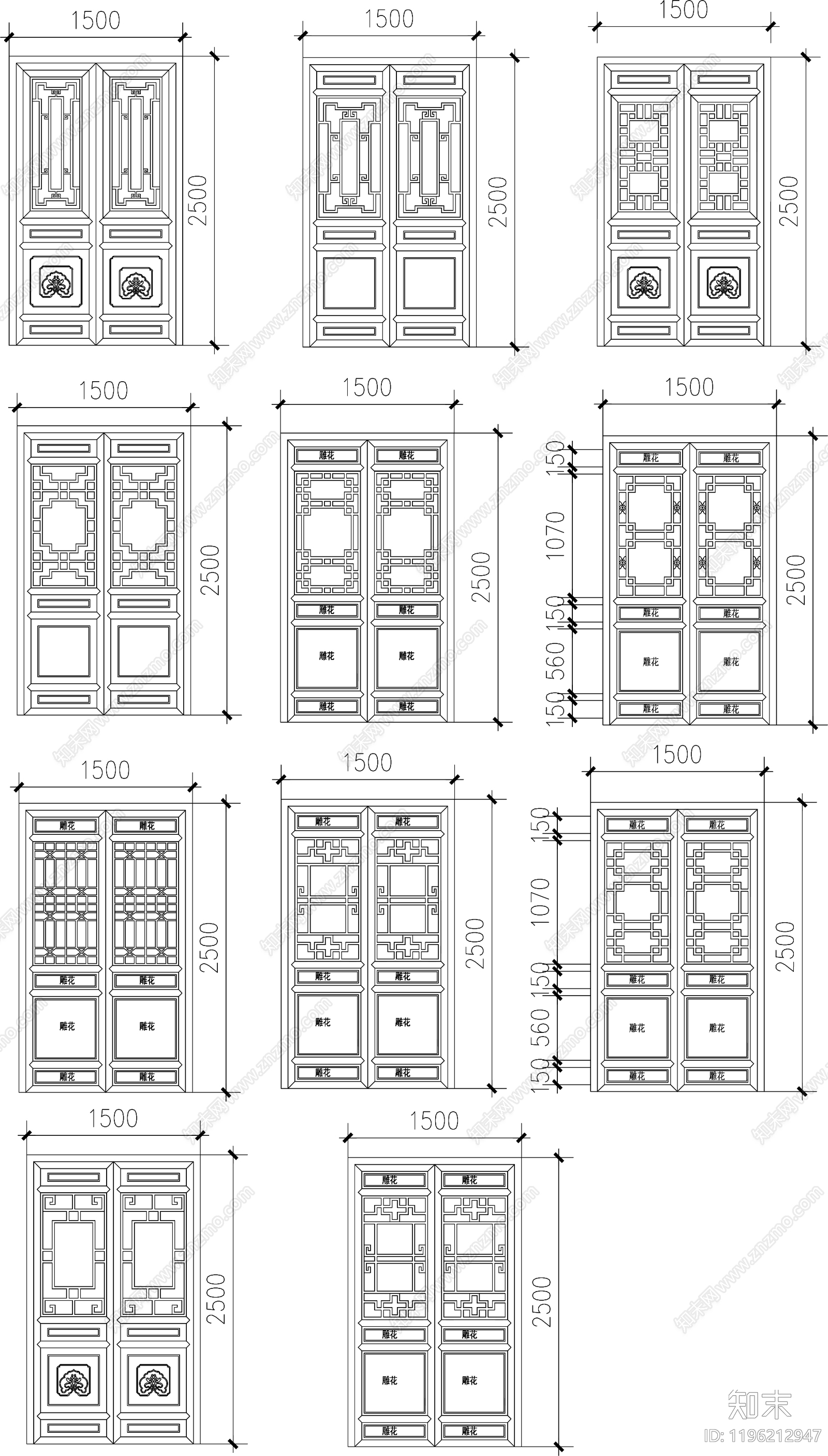 仿古建筑cad施工图下载【ID:1196212947】