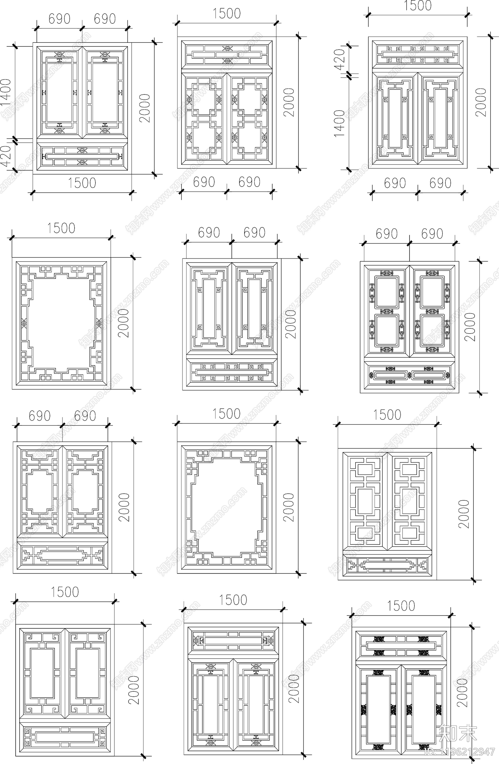仿古建筑cad施工图下载【ID:1196212947】