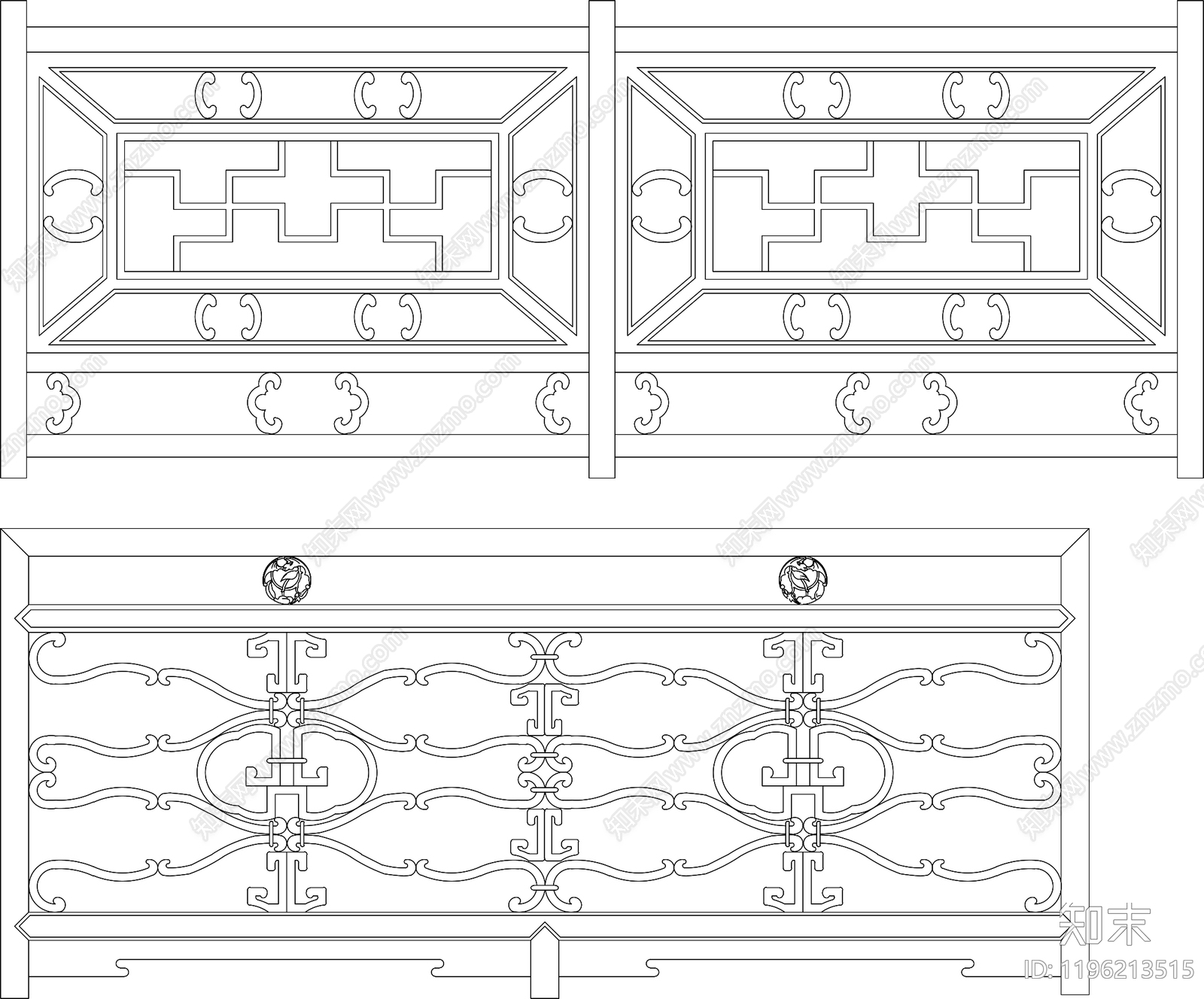 新中式中式仿古建筑cad施工图下载【ID:1196213515】