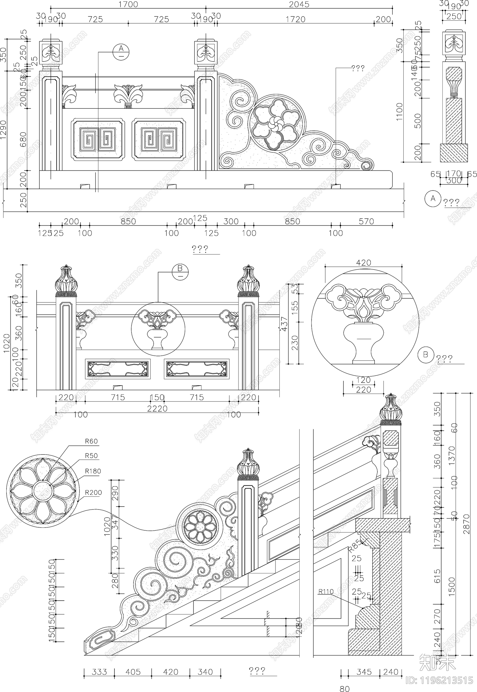 新中式中式仿古建筑施工图下载【ID:1196213515】
