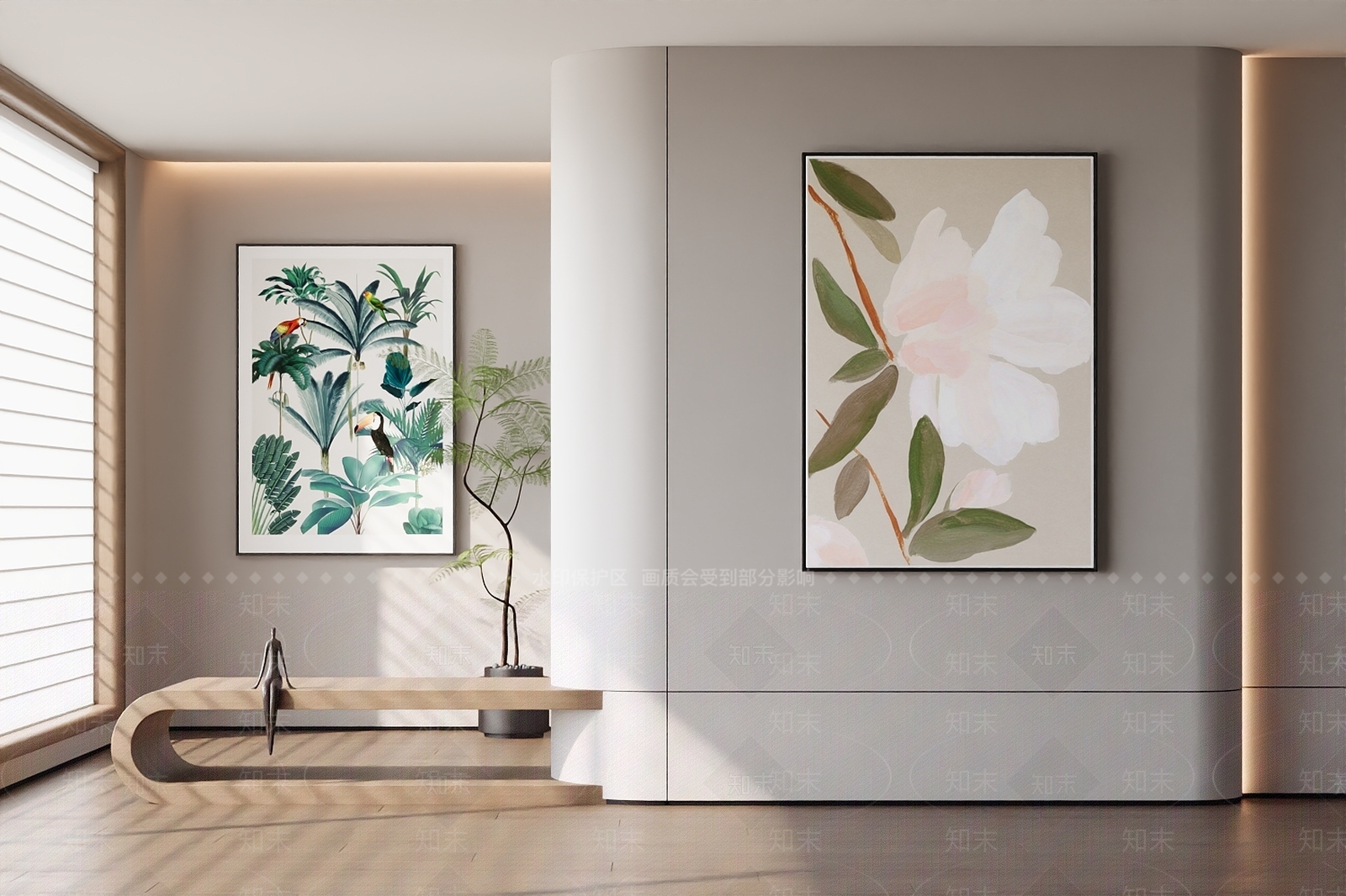 现代奶油挂画3D模型下载【ID:1196215748】