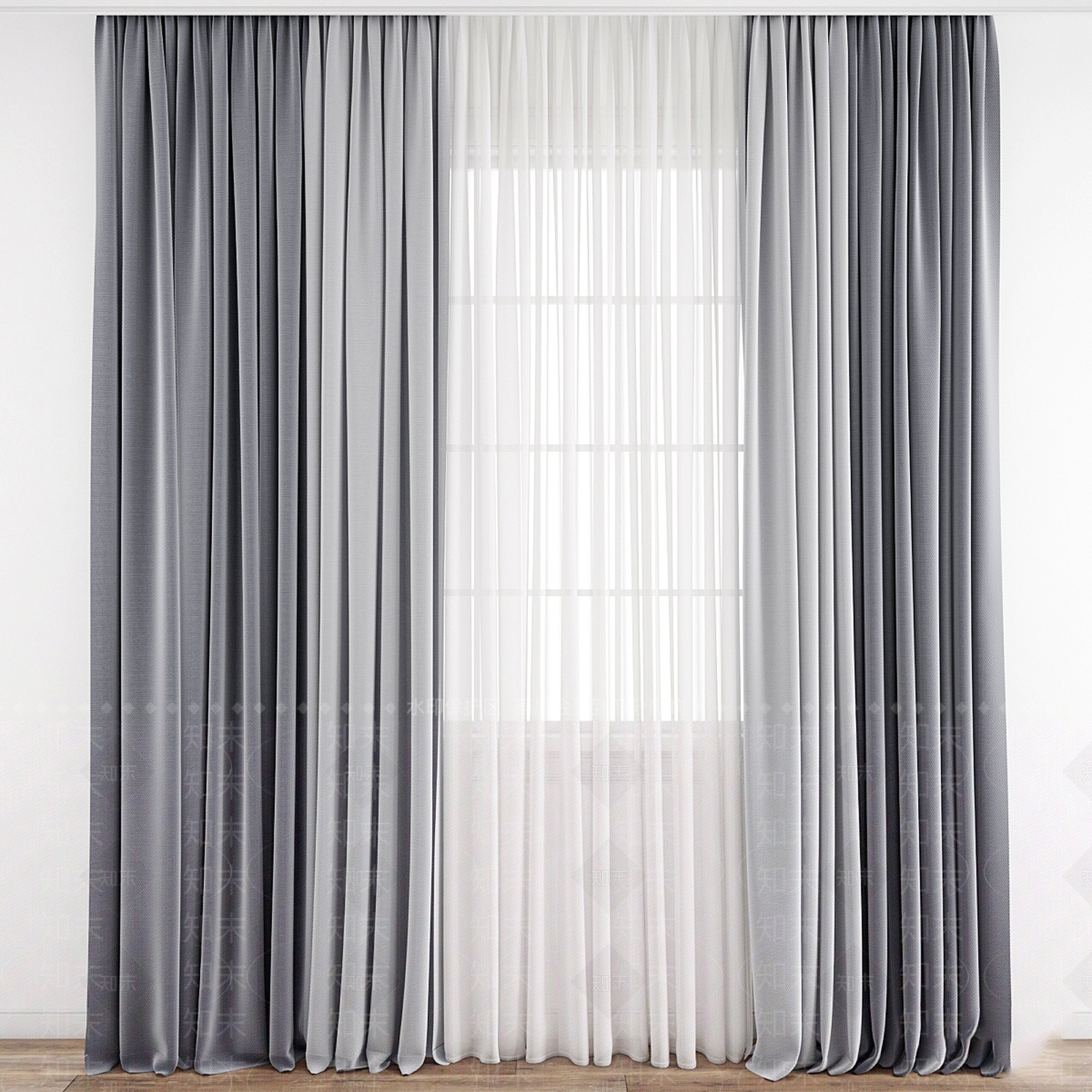 现代北欧通用窗帘3D模型下载【ID:1196216087】