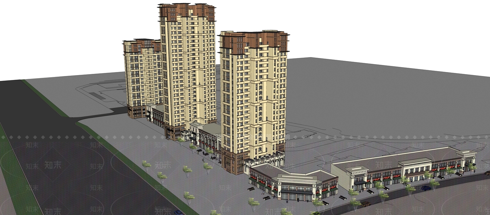 法式高层住宅SU模型下载【ID:1196218578】