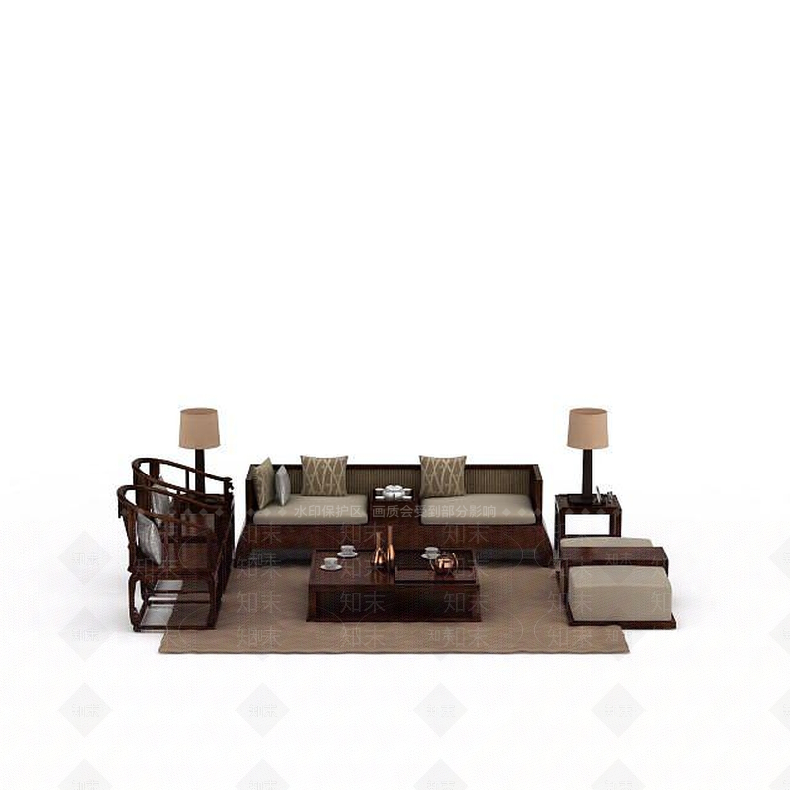 现代双人沙发3D模型下载【ID:1196222648】