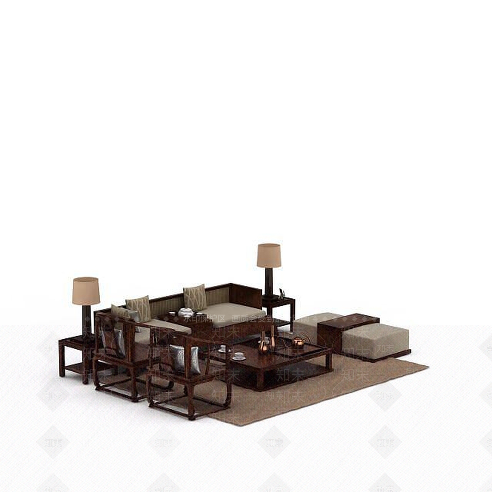 现代双人沙发3D模型下载【ID:1196222648】