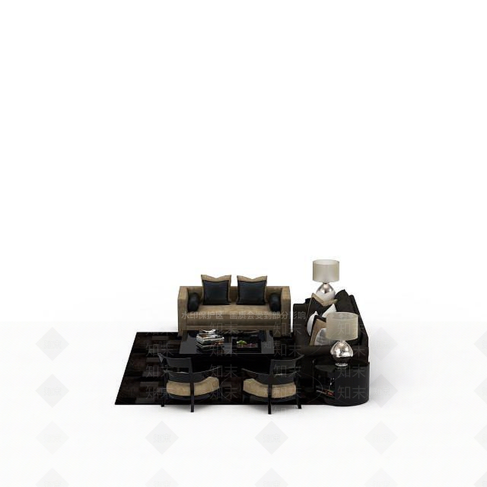 现代双人沙发3D模型下载【ID:1196222796】